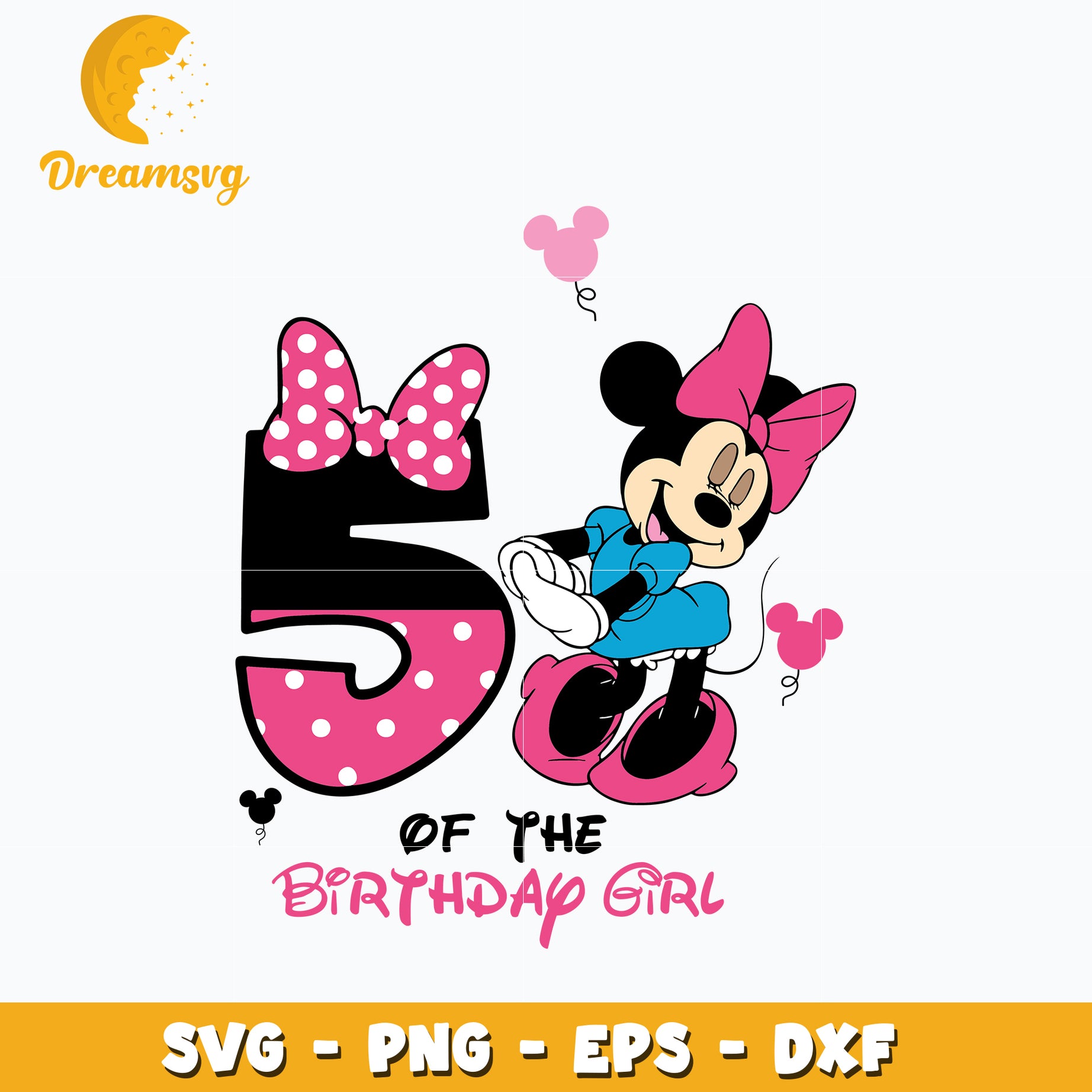 5th of the birthday girl Svg, Minnie Mouse Svg