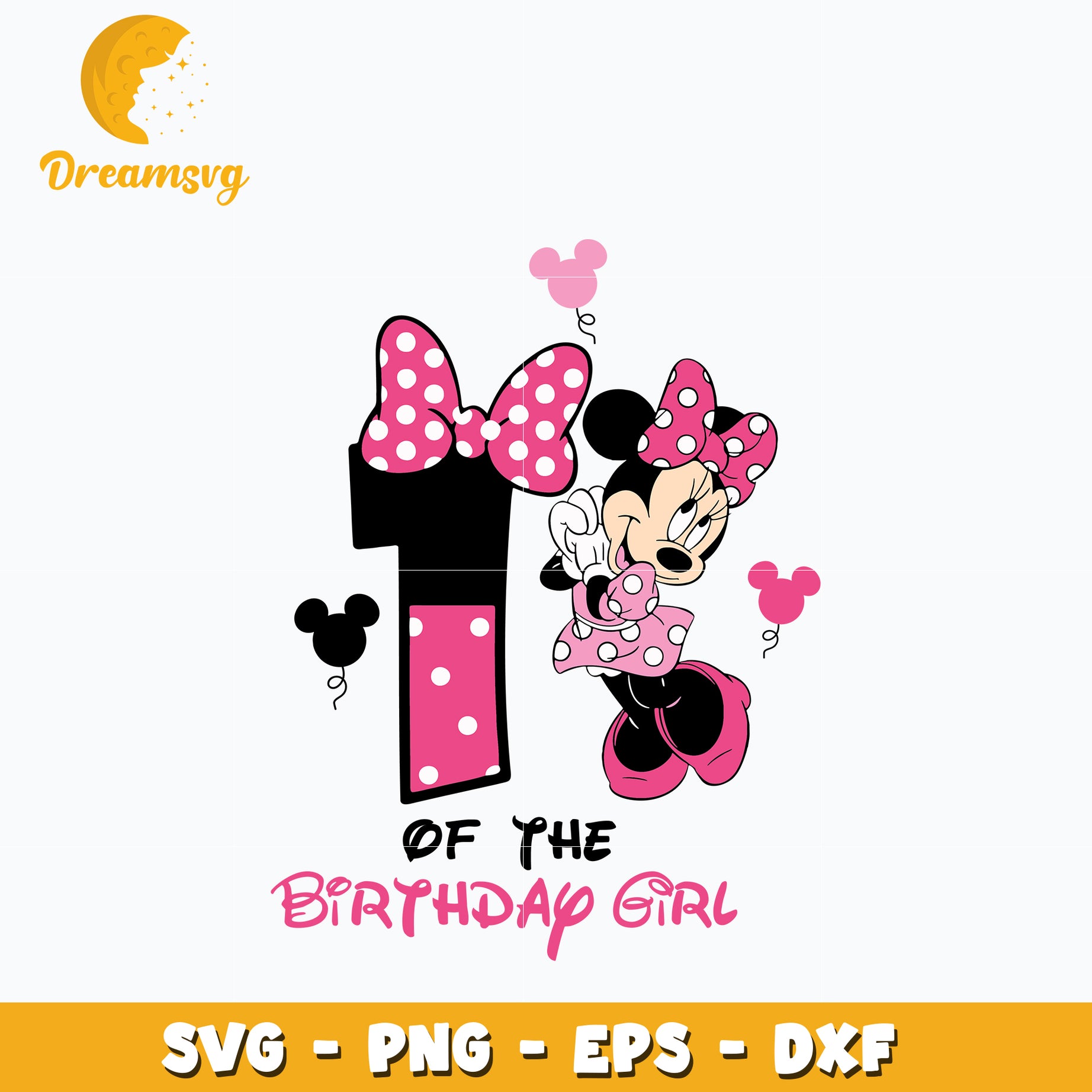 Minnie Mouse 1st of the birthday girl Svg