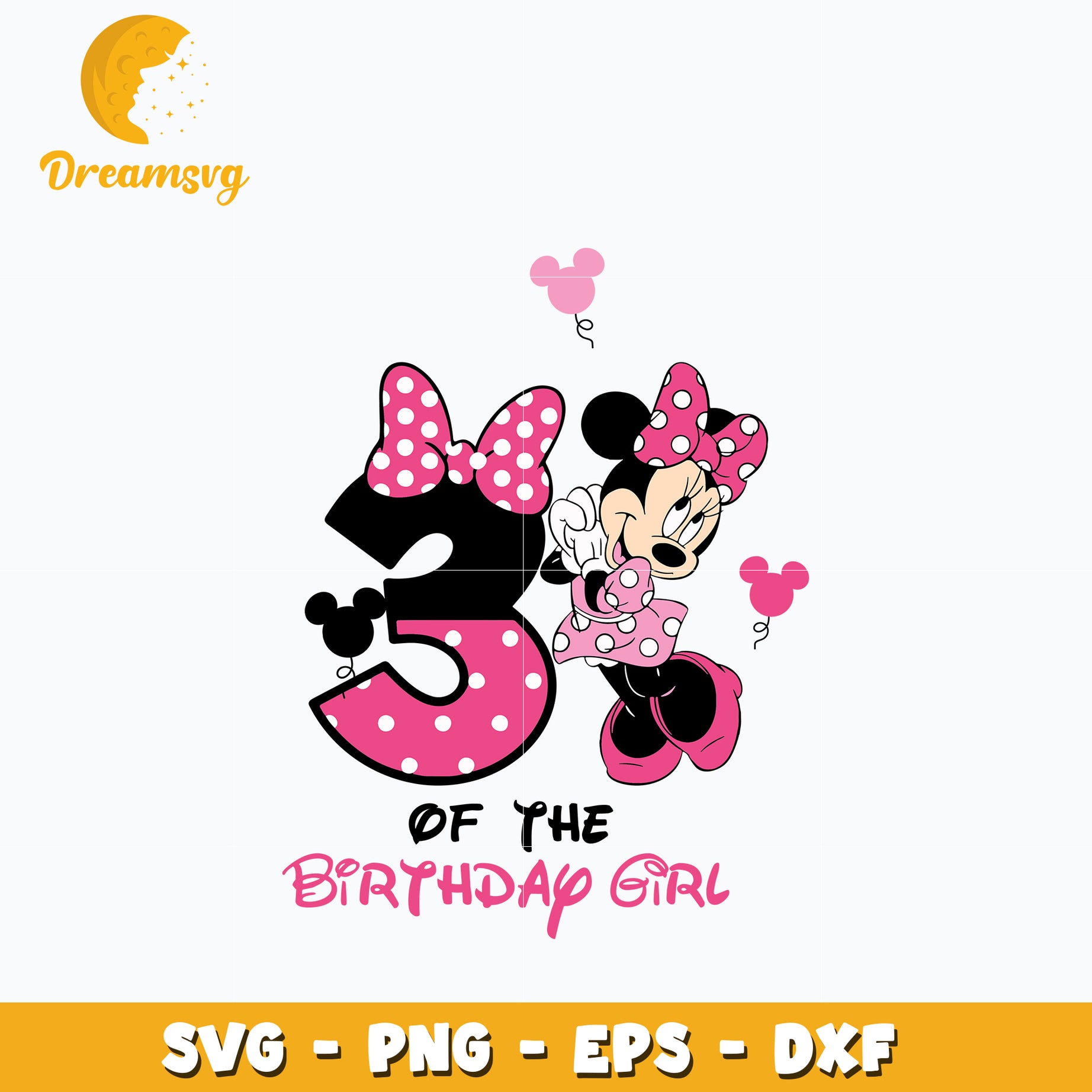 Minnie Mouse 3rd of the birthday girl Svg