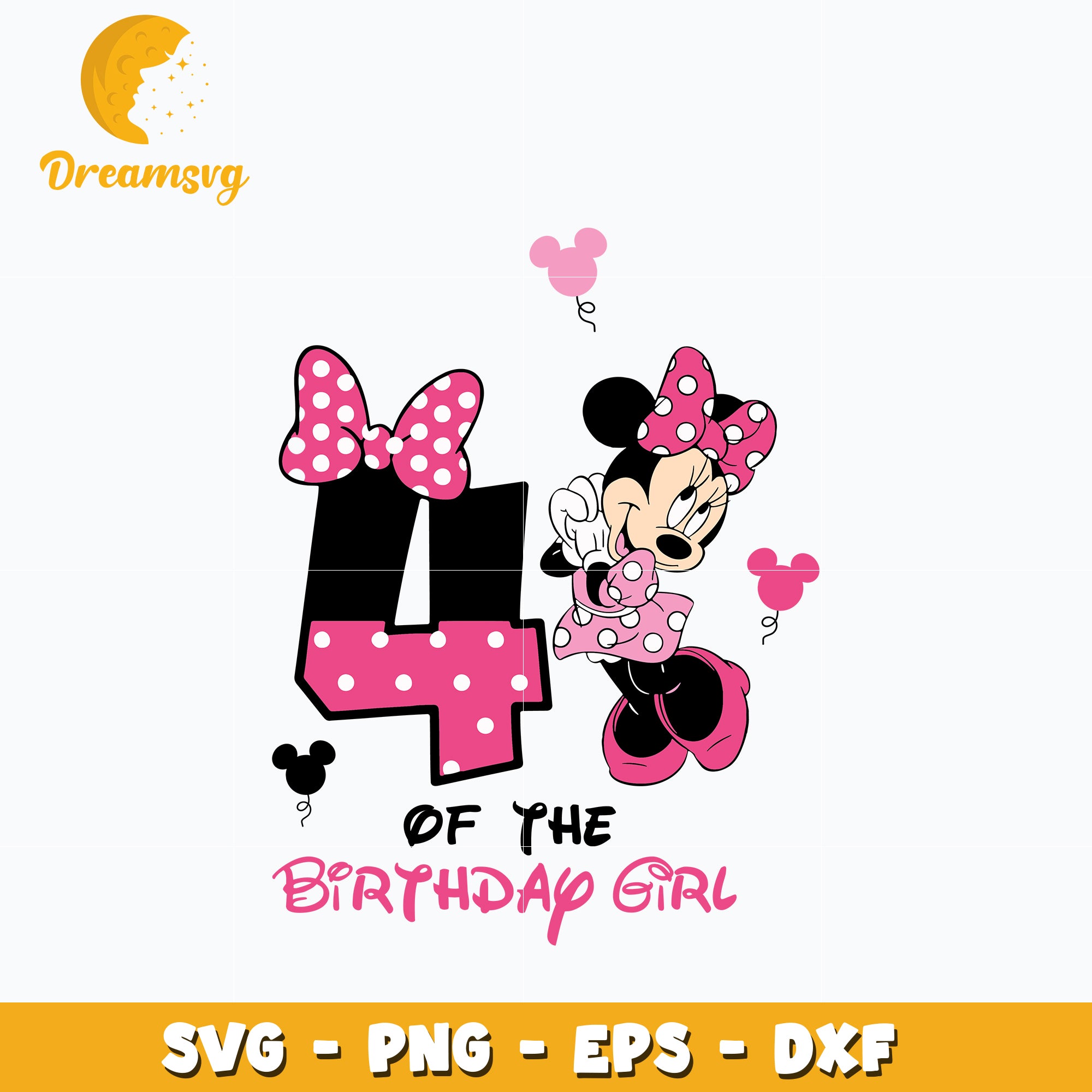 Minnie Mouse 4th of the birthday girl Svg