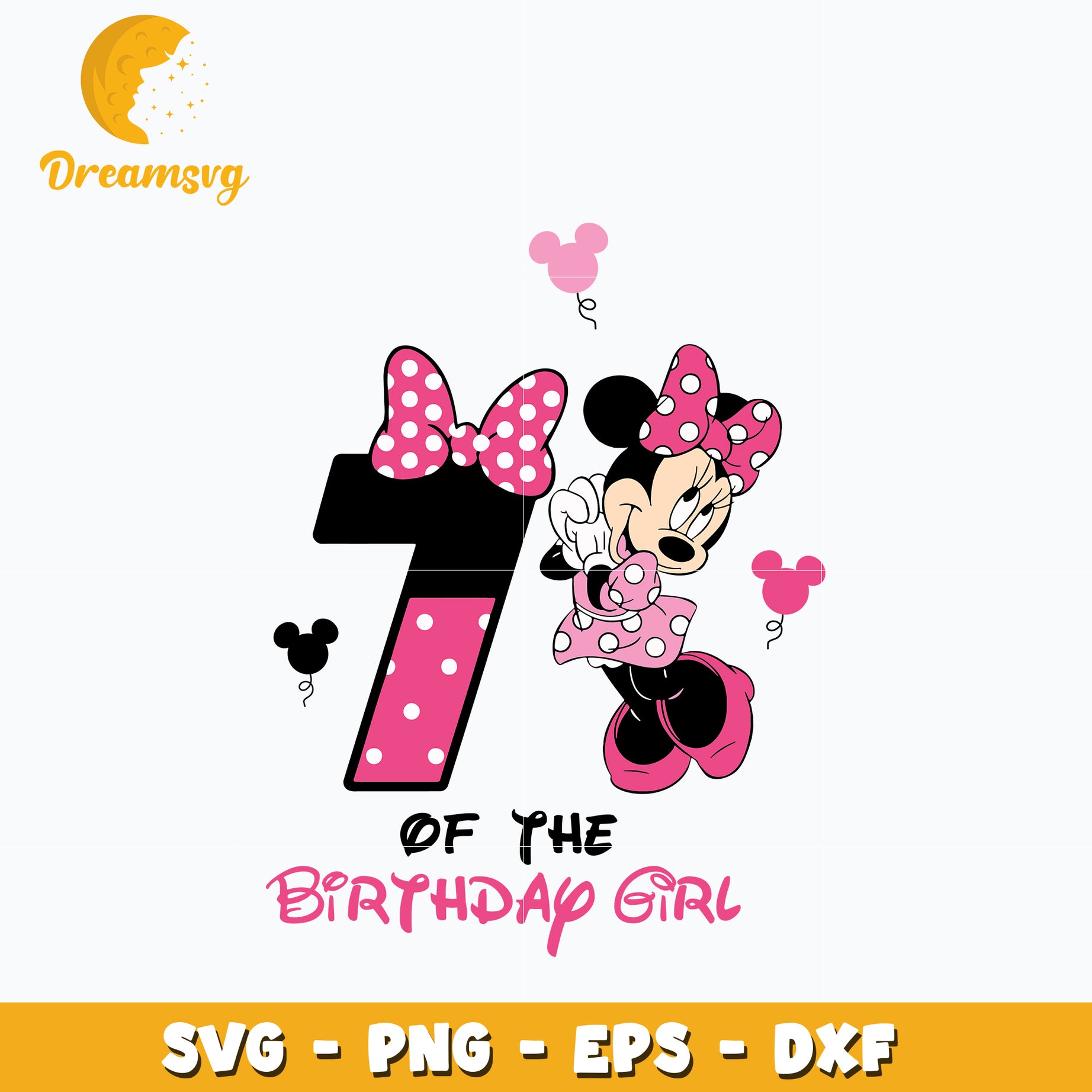 Minnie Mouse 7th of the birthday girl Svg