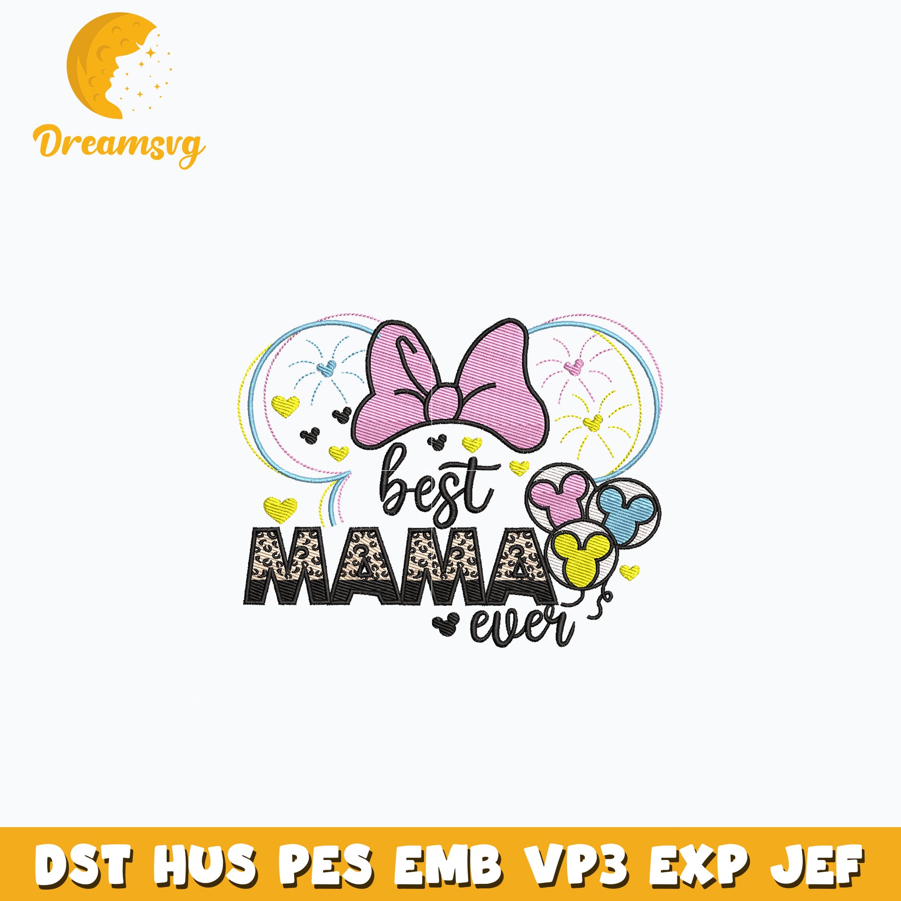 Minnie best mama ever embroidery design