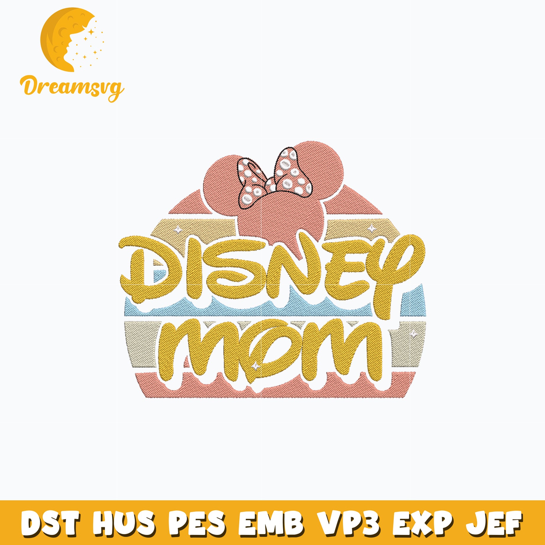 Minnie mouse head disney mom embroidery design