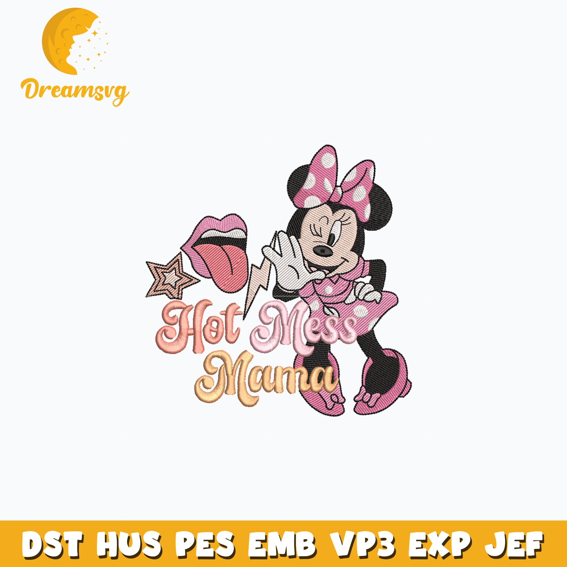 Minnie hot mess mama embroidery design