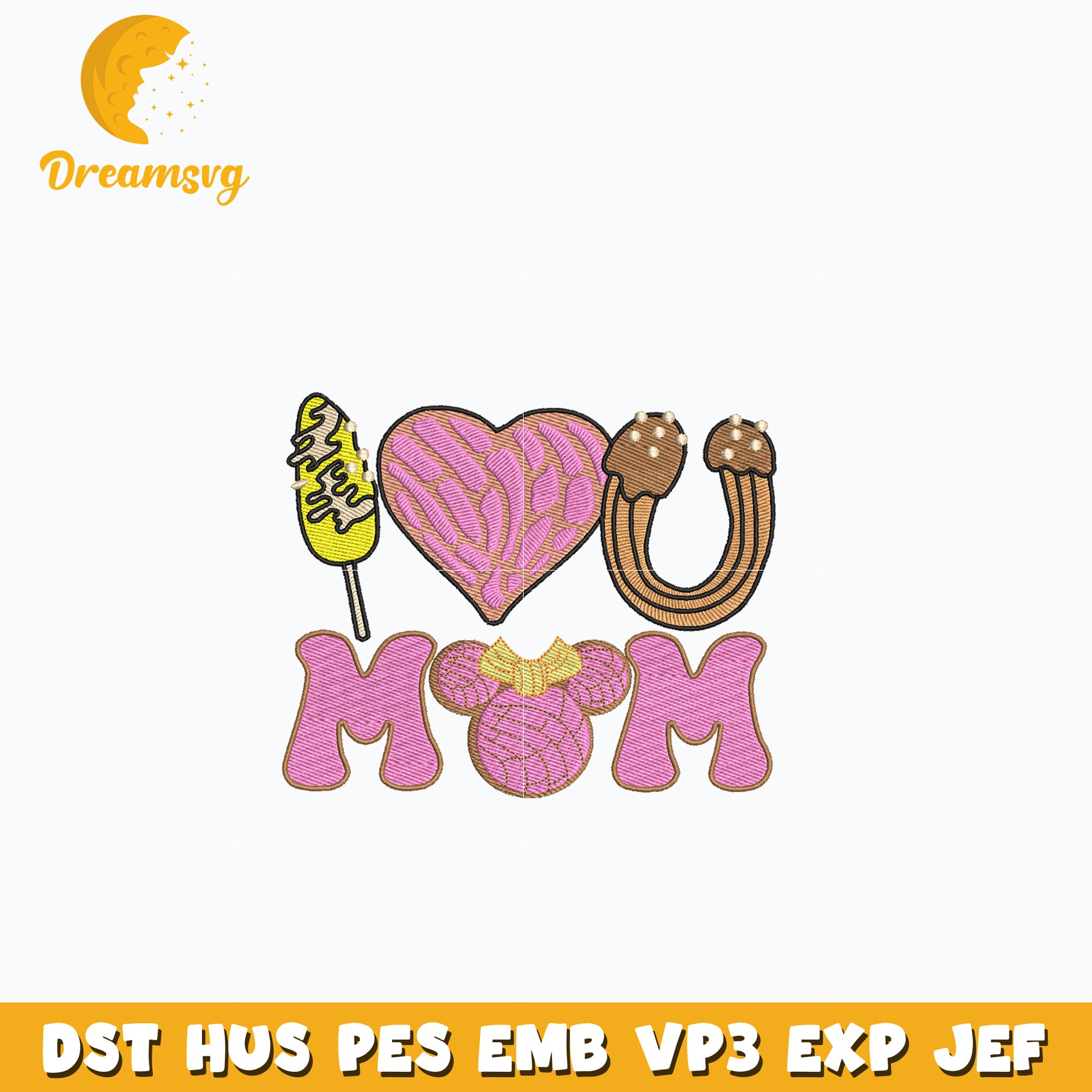 Minnie love you mom embroidery design