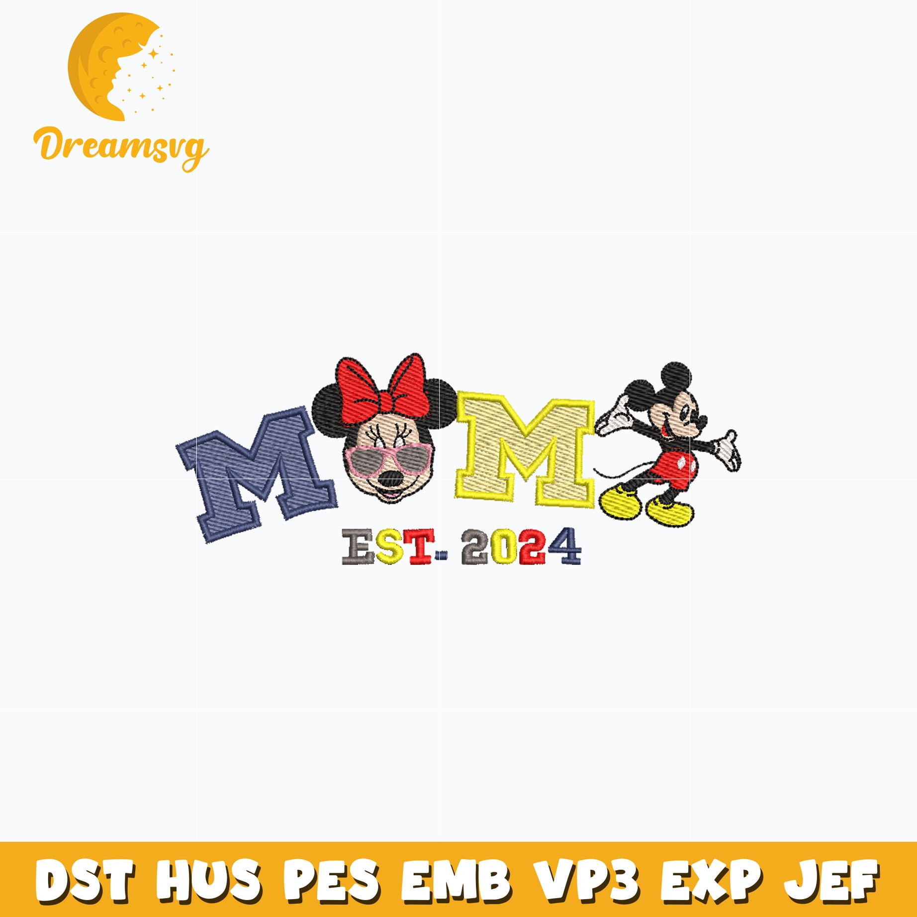 Mickey mama est 2024 embroidery design