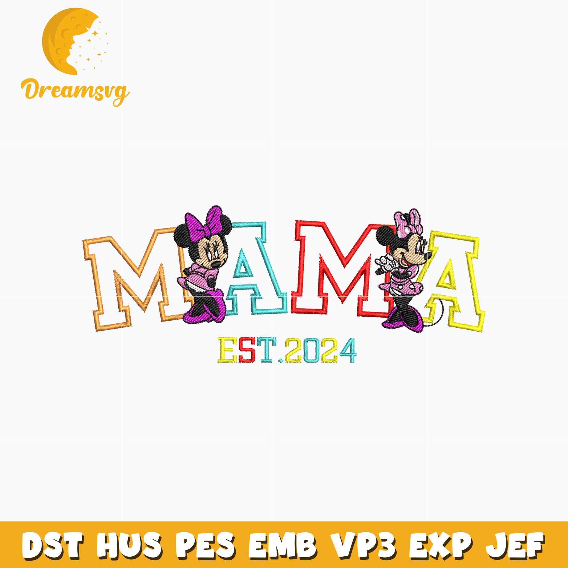 Minnie mama est 2024 embroidery design