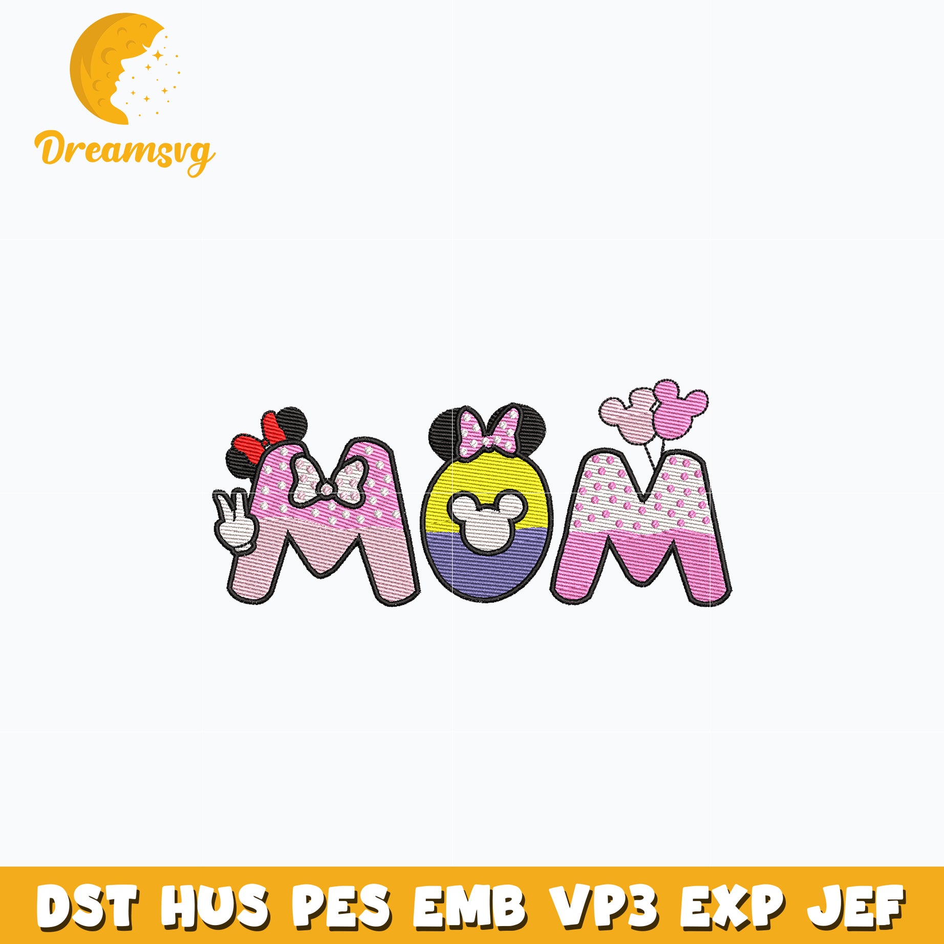 Minnie mom embroidery design