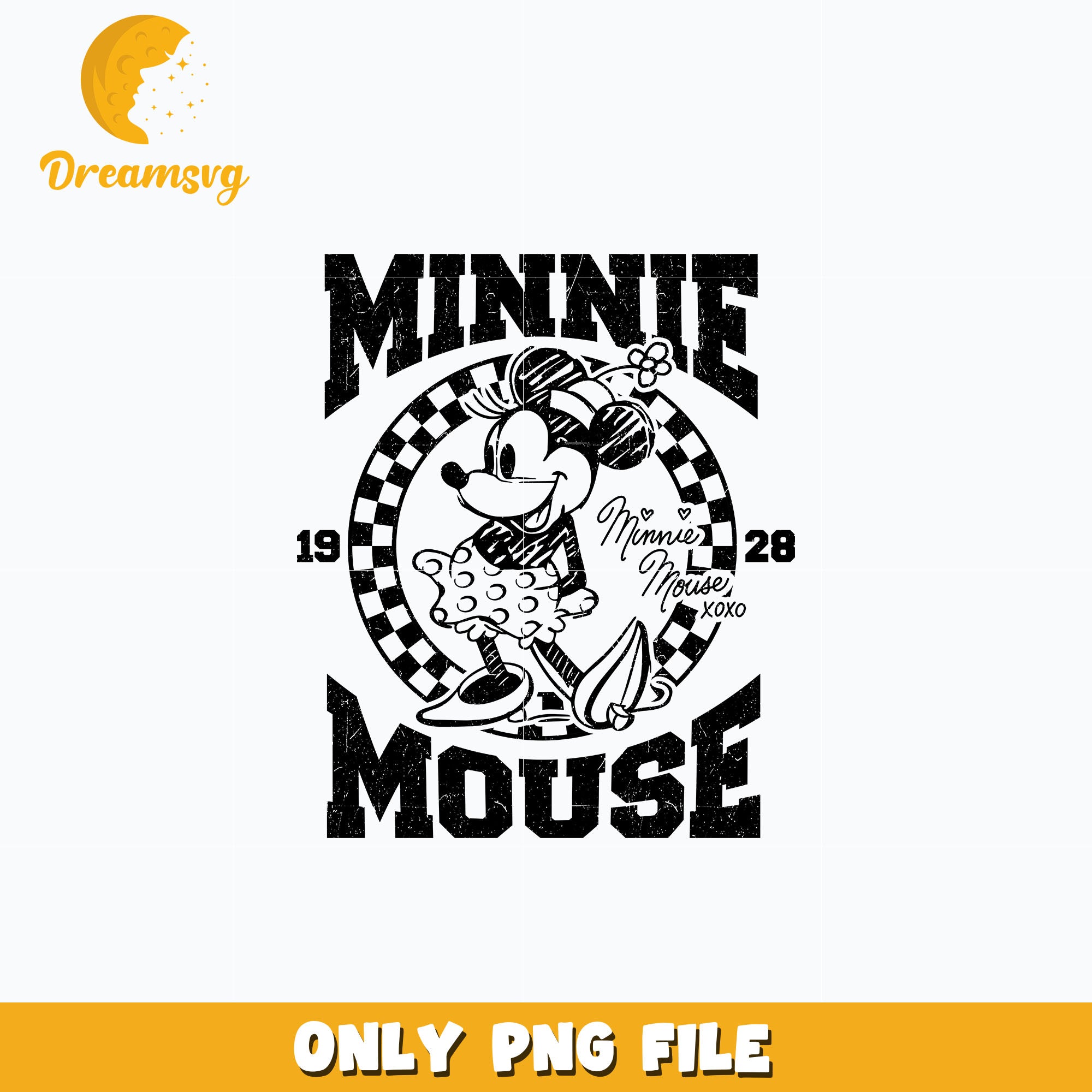 Minnie mouse 1928 black white png, digital download – DreamSVG Store