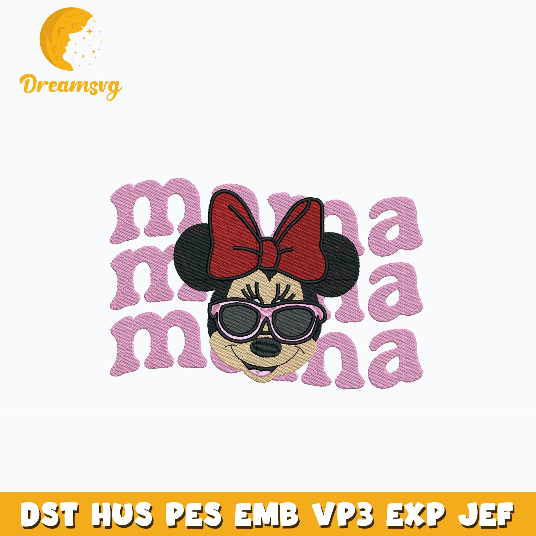 Minnie mouse head mama embroidery design