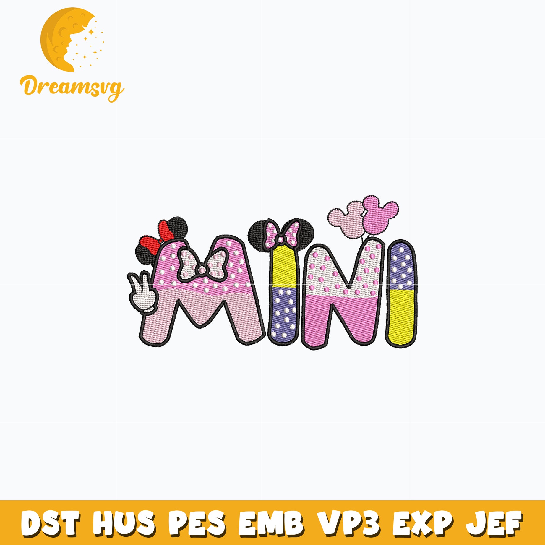 Mini Mouse Layout Design Minnie mouse mini embroidery design – DreamSVG Store