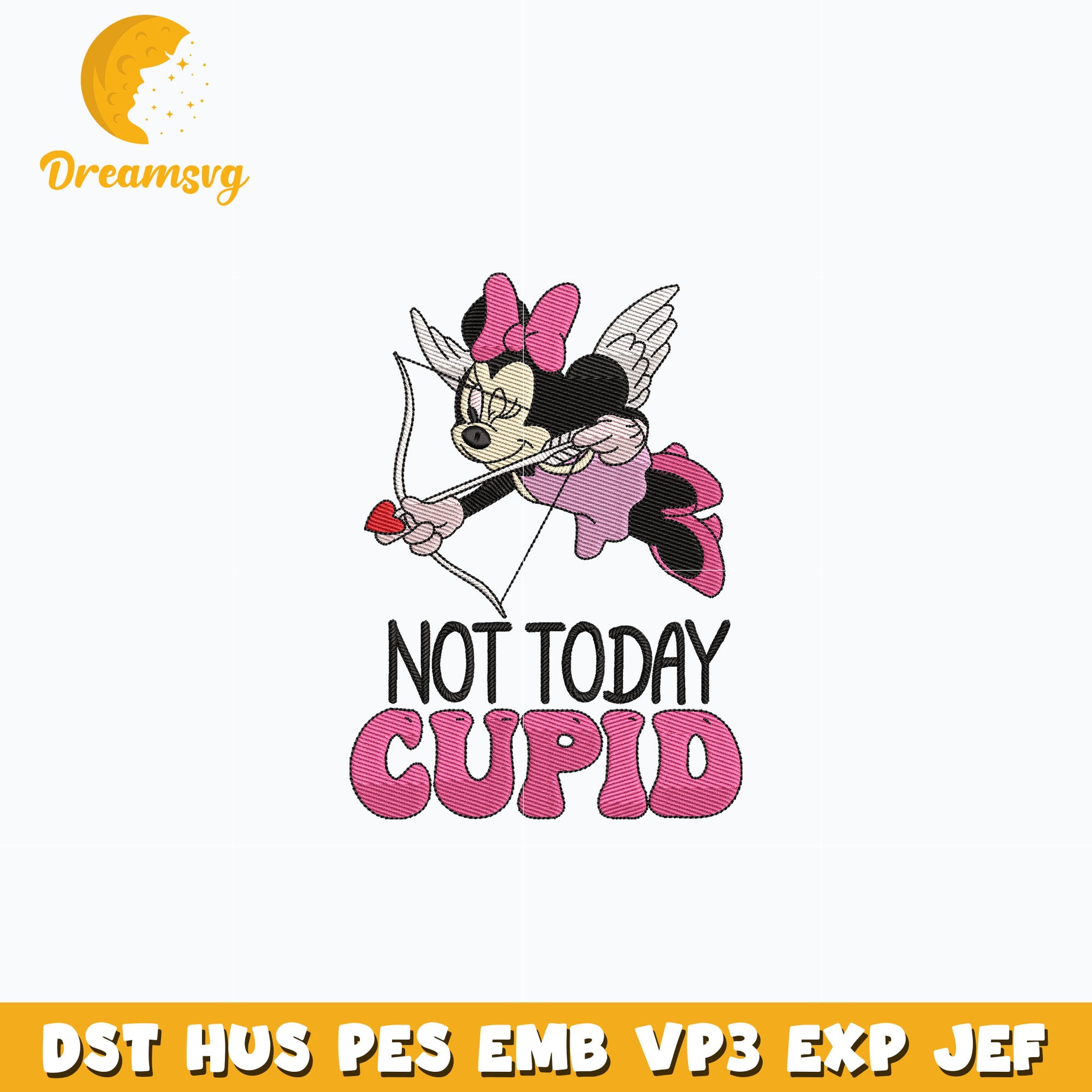 Minnie not today cupid embroidery