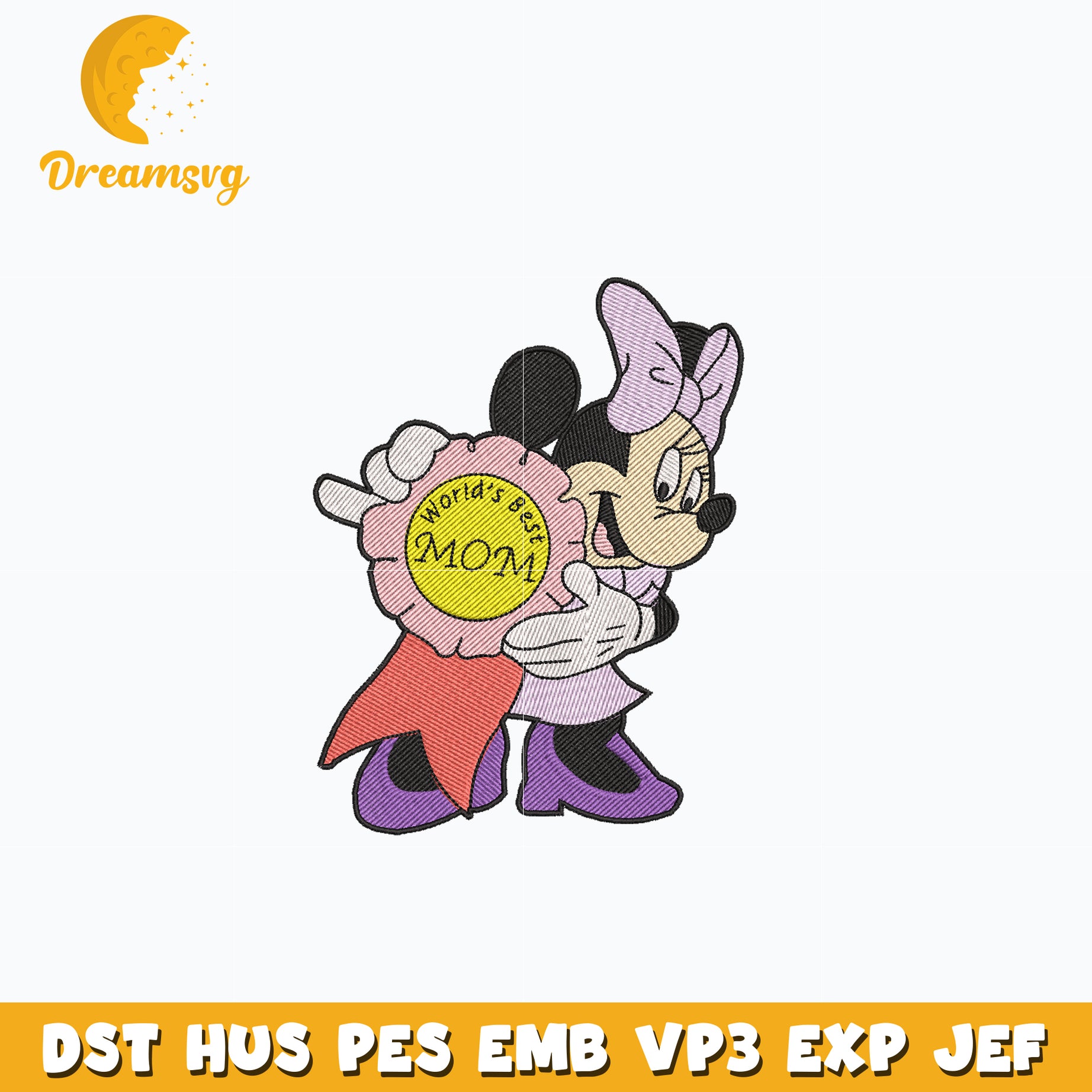 Minnie world best mom embroidery design