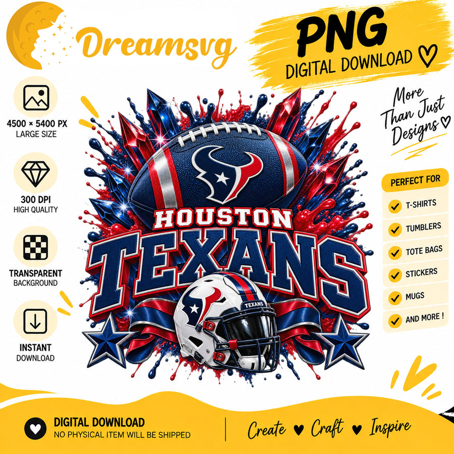 Houston Texans NFL Football Helmet Crystal Splash PNG