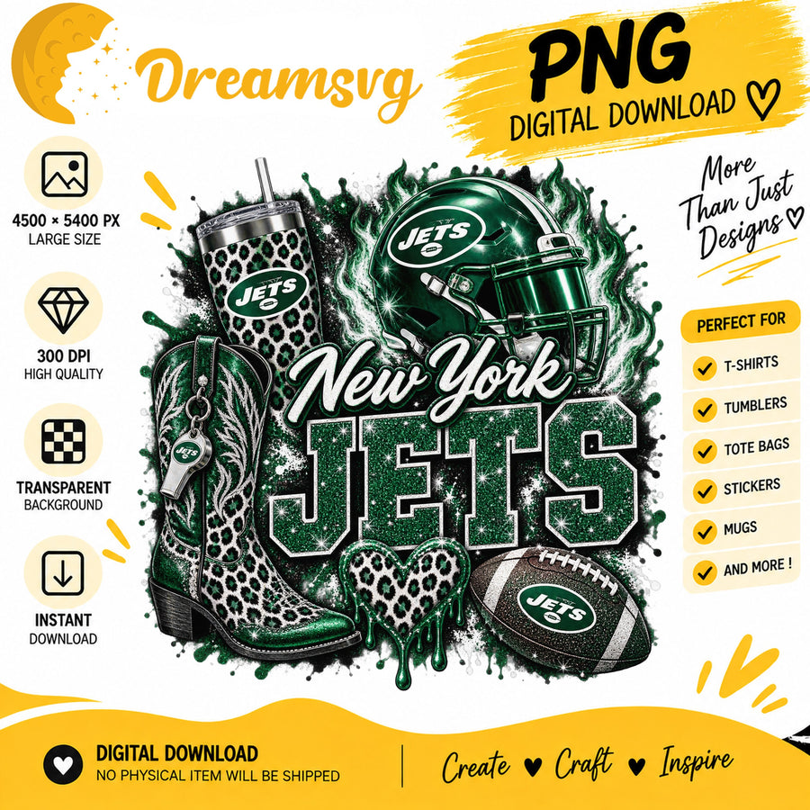 New York Jets Glitter Leopard Boots Football PNG