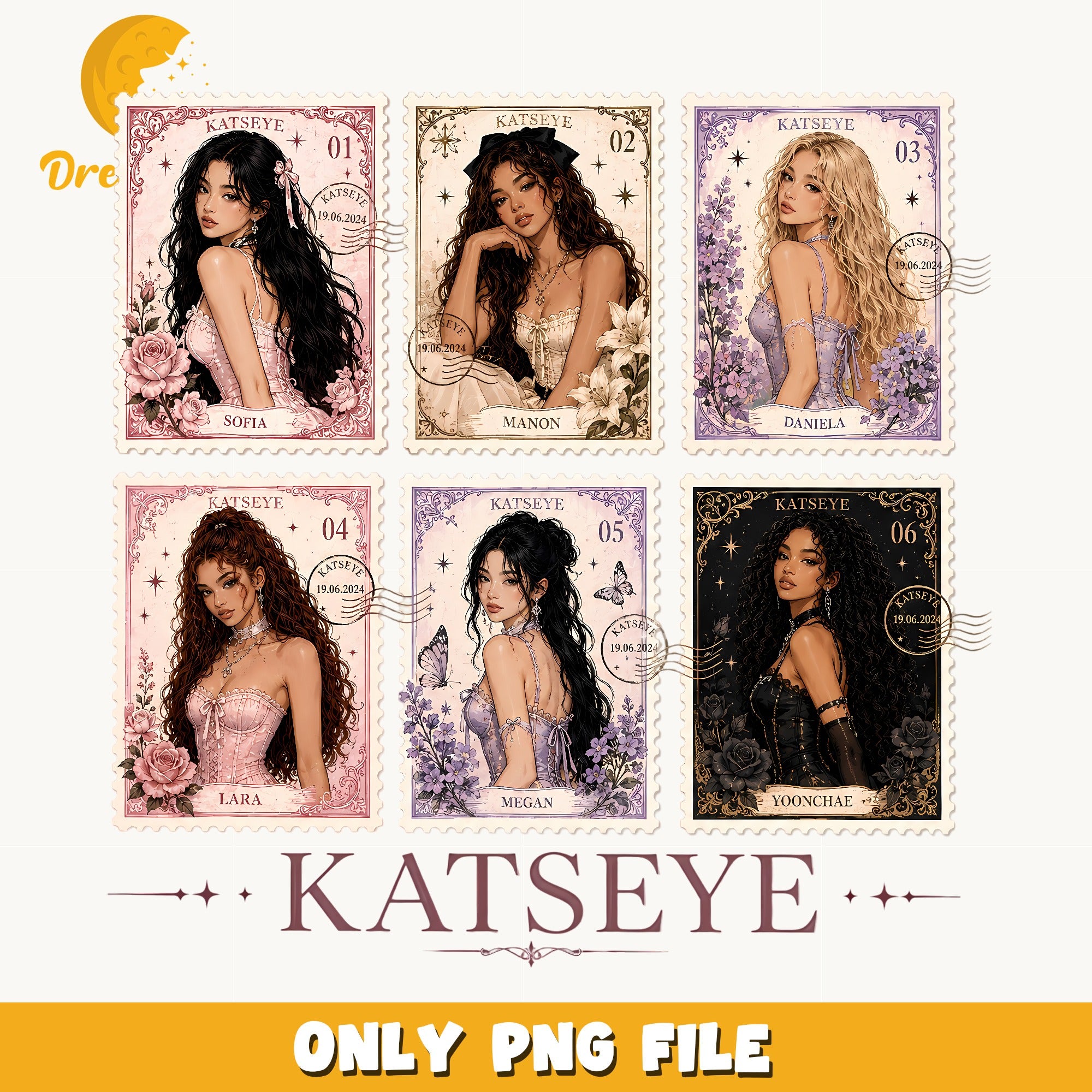 Katseye Stamp Bundle PNG, Kpop Girl Group PNG, Fan Art PNG