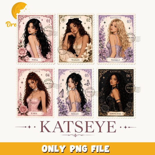 Katseye Stamp Bundle PNG, Kpop Girl Group PNG, Fan Art PNG