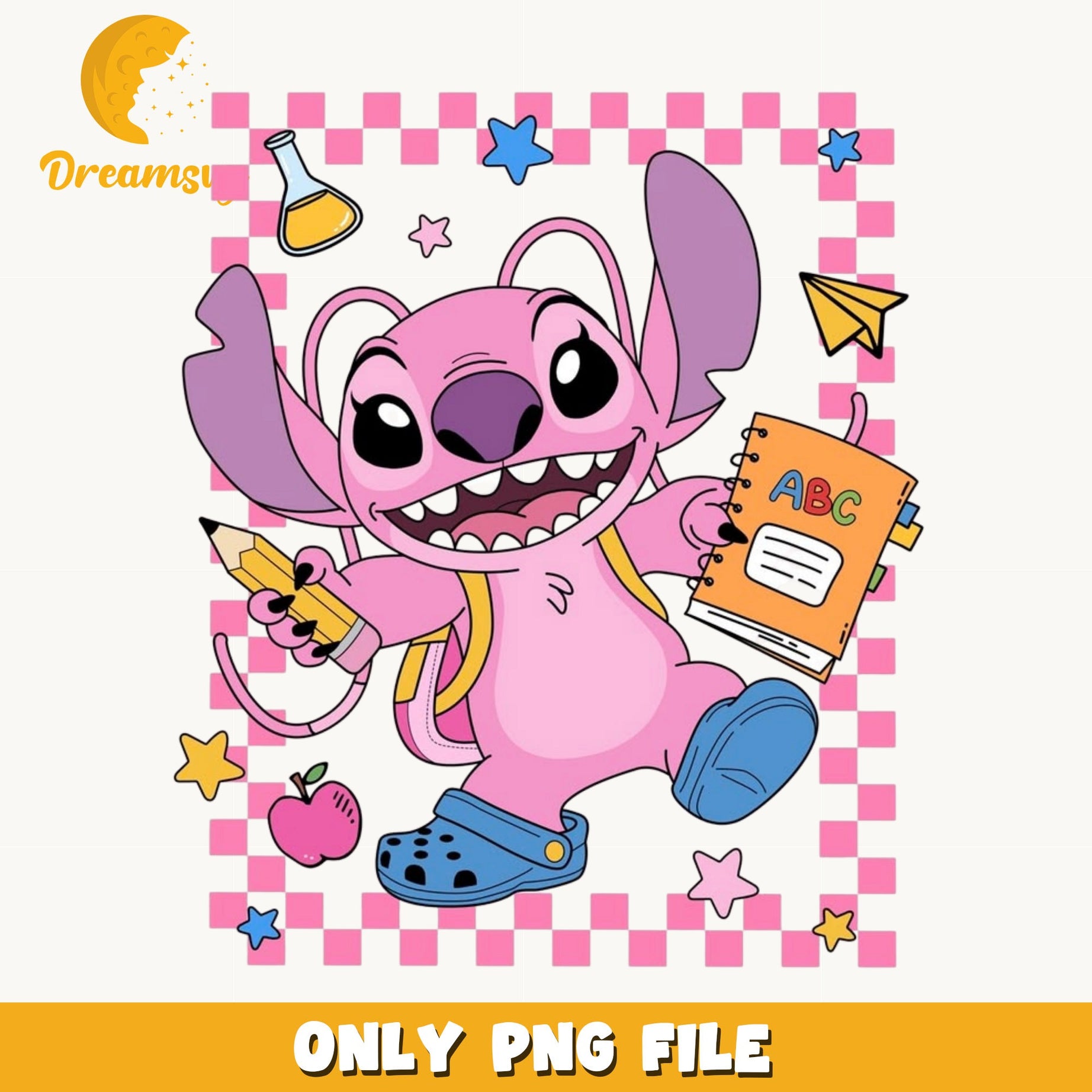 Angel Stitch Back To School PNG, Disney Stitch PNG, School PNG
