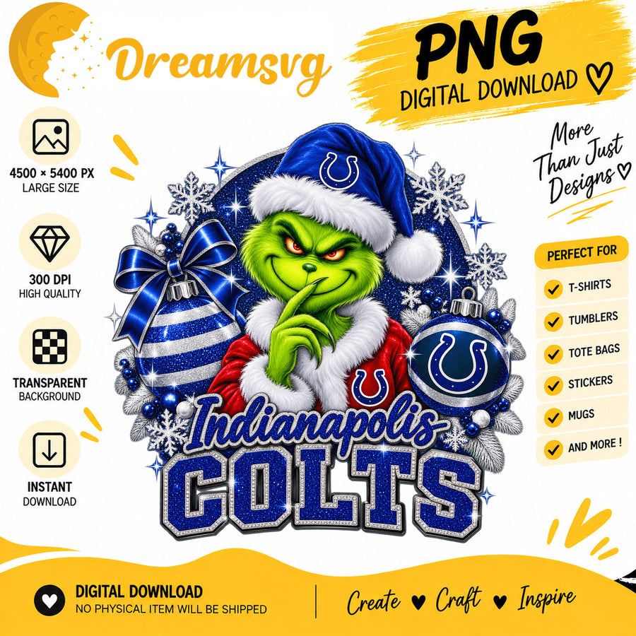 Indianapolis Colts Grinch Santa Christmas Football PNG