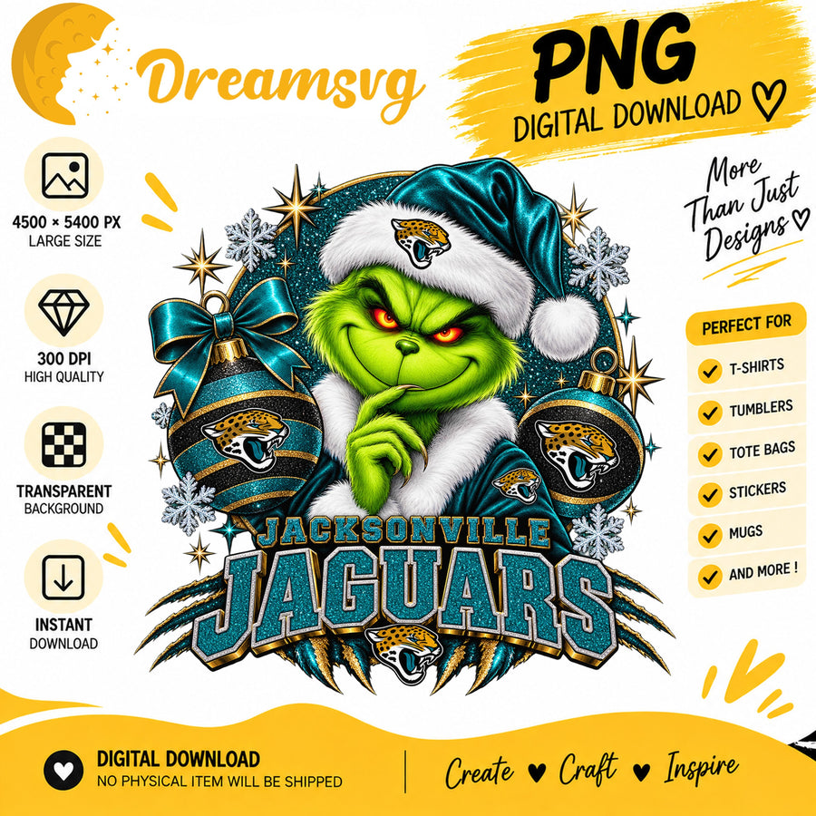 Jacksonville Jaguars Grinch Santa Christmas Football PNG