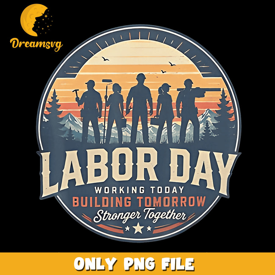 Labor Day Workers Silhouette Vintage Sunset PNG, Worker Pride, USA PNG