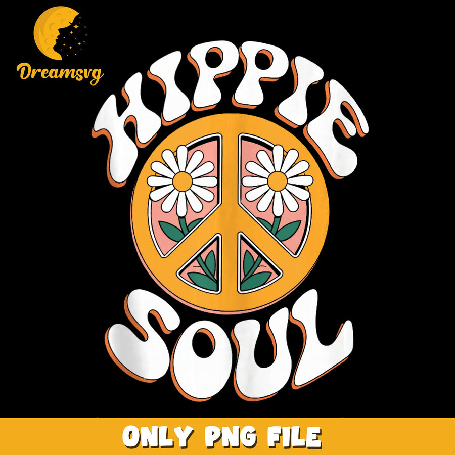 Hippie Soul Peace Sign Daisy Flower PNG, Retro Groovy, Boho PNG