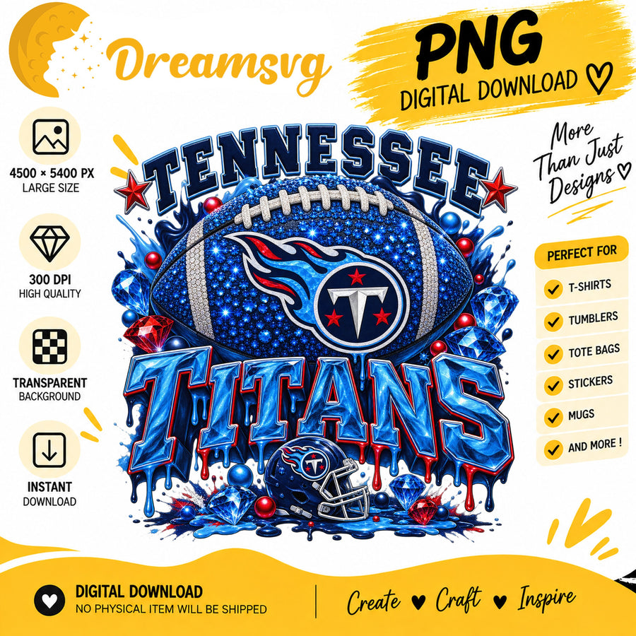 Tennessee Titans Bling Glitter Football Sublimation PNG