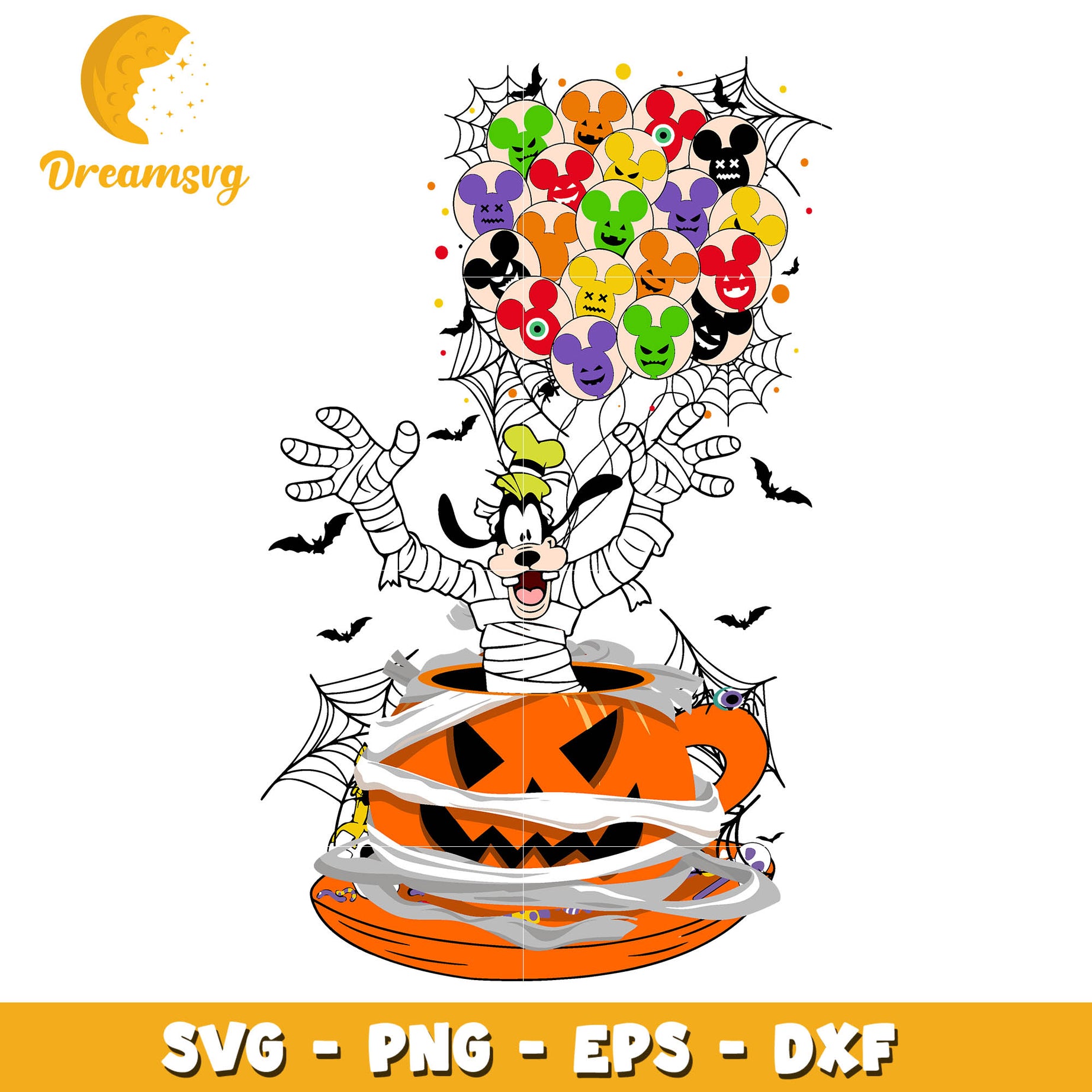 Goofy mummy pumpkin halloween svg