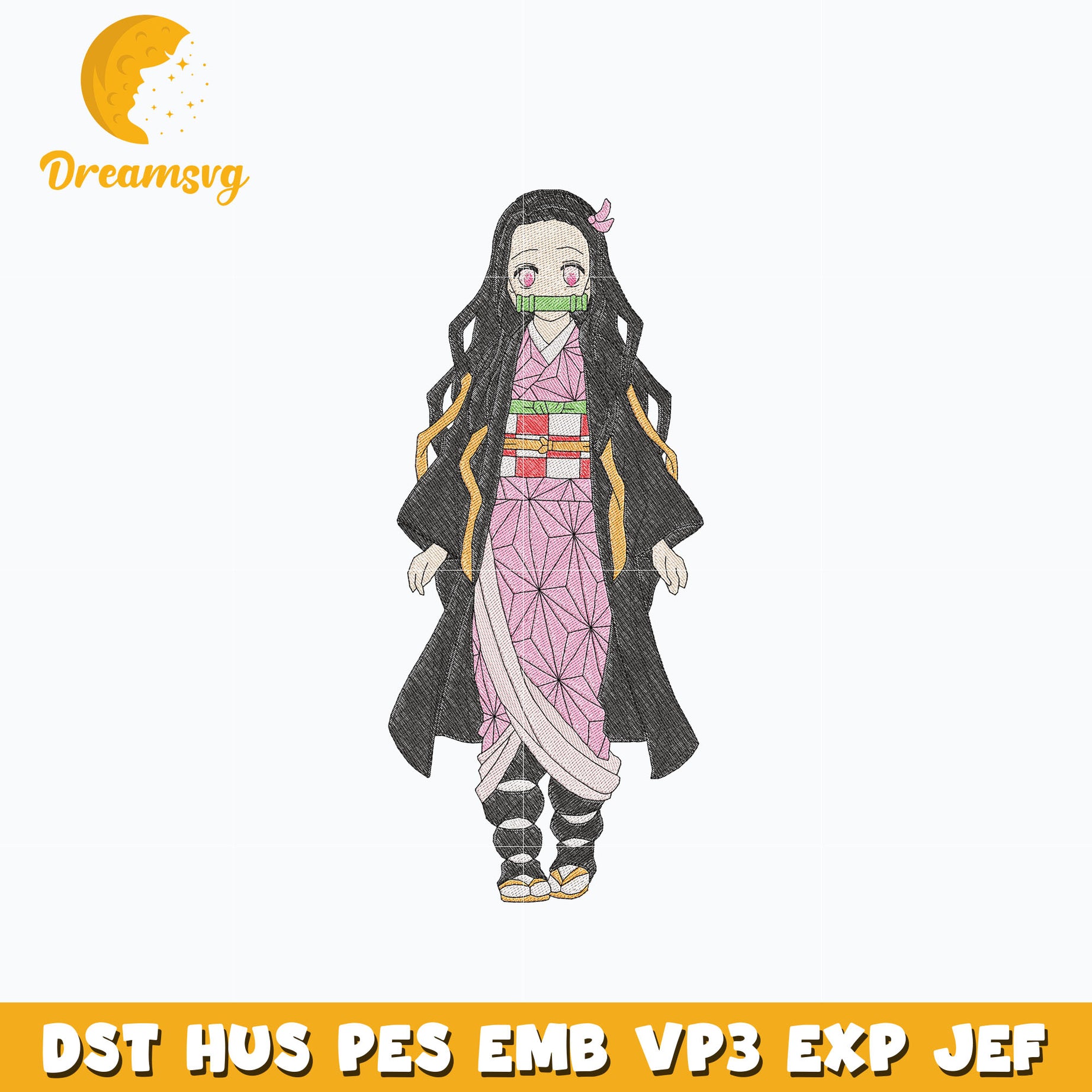 Nezuko cute embroidery design