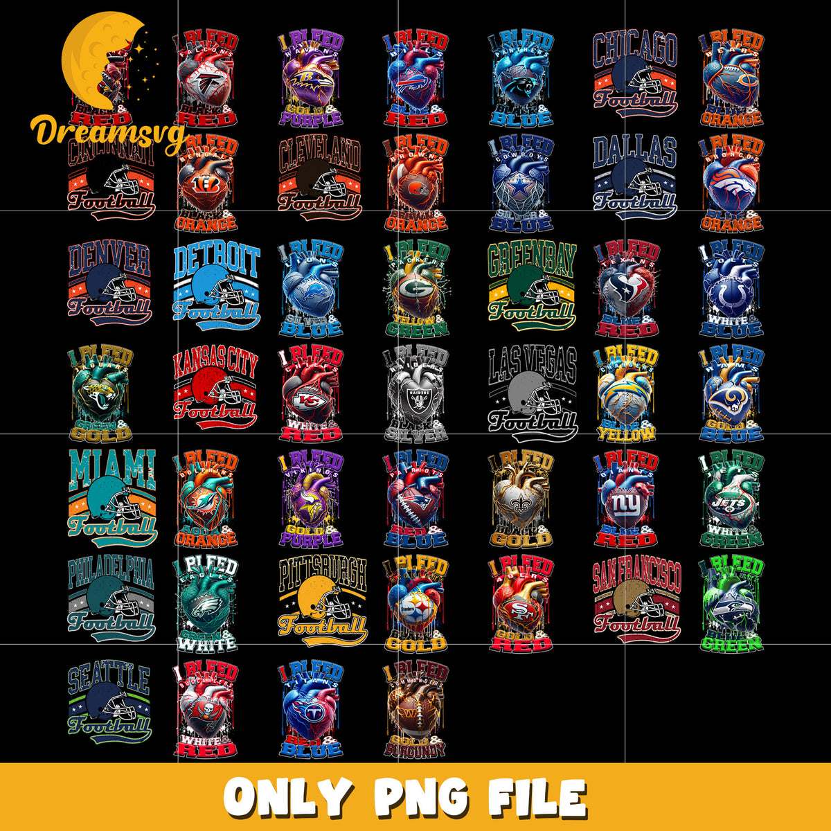 Logo nfl team design bundle png, logo design png, nfl png – DreamSVG Store
