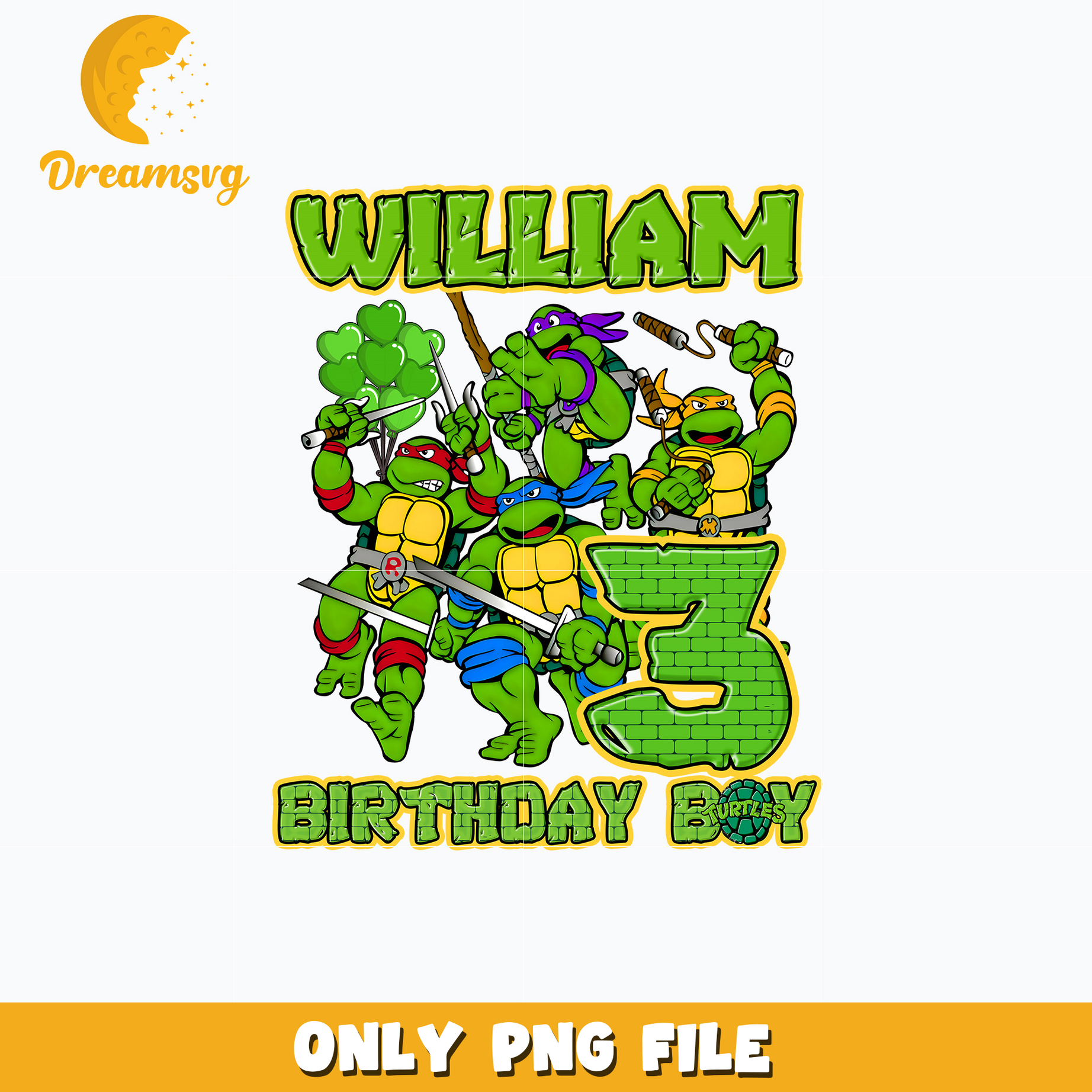 Ninja Turtles william birthday boy png