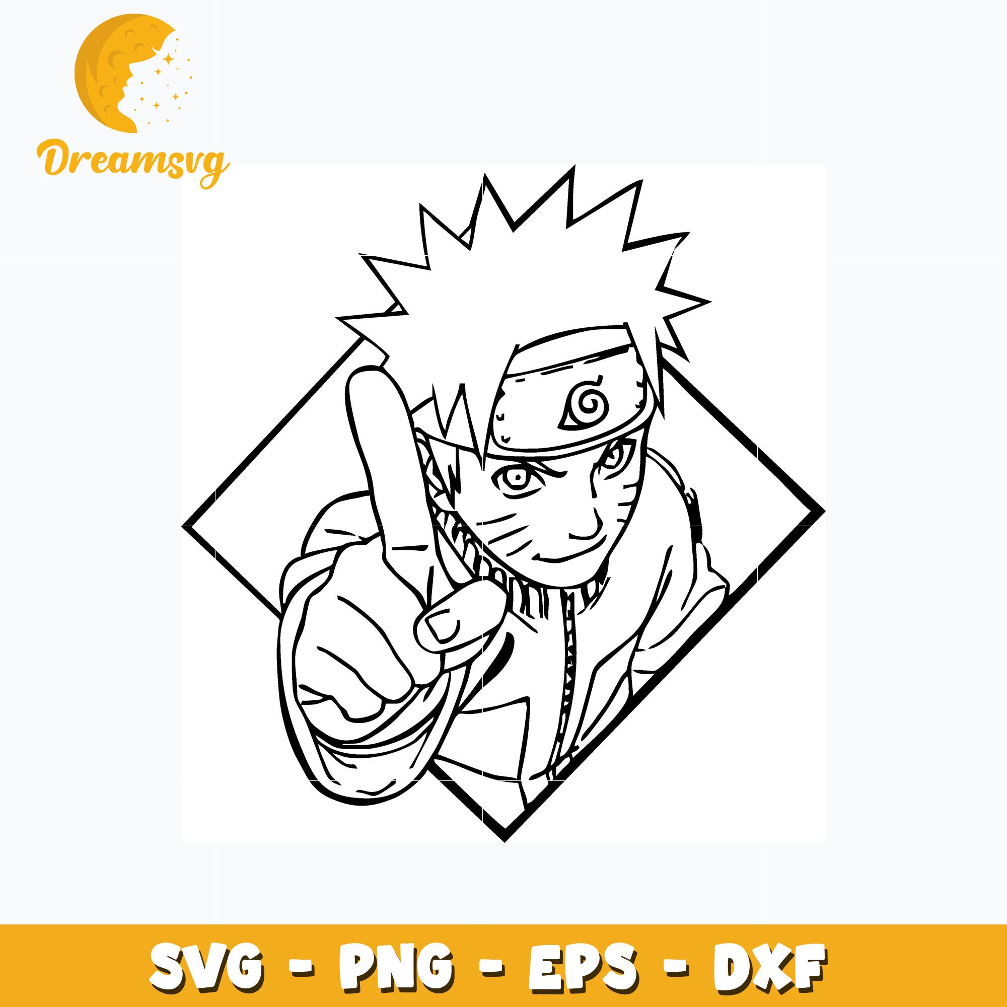 Naruto black white design svg, anime svg, Naruto svg