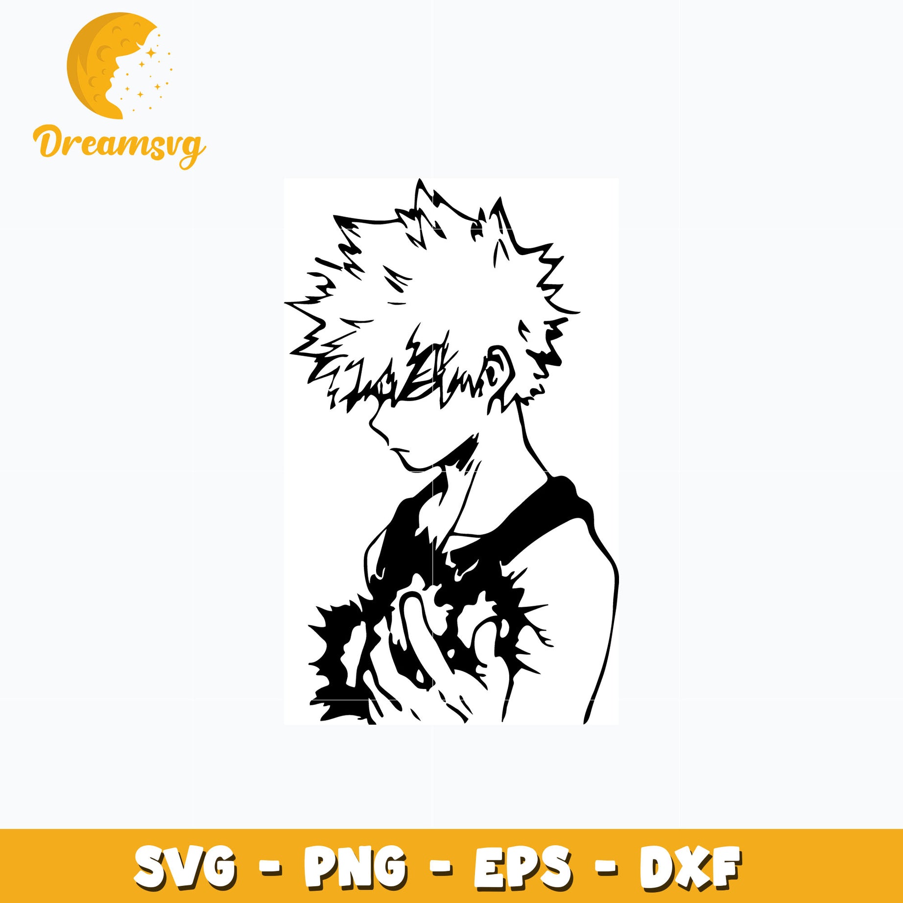 Bakugou black white svg, anime svg, My hero academia svg