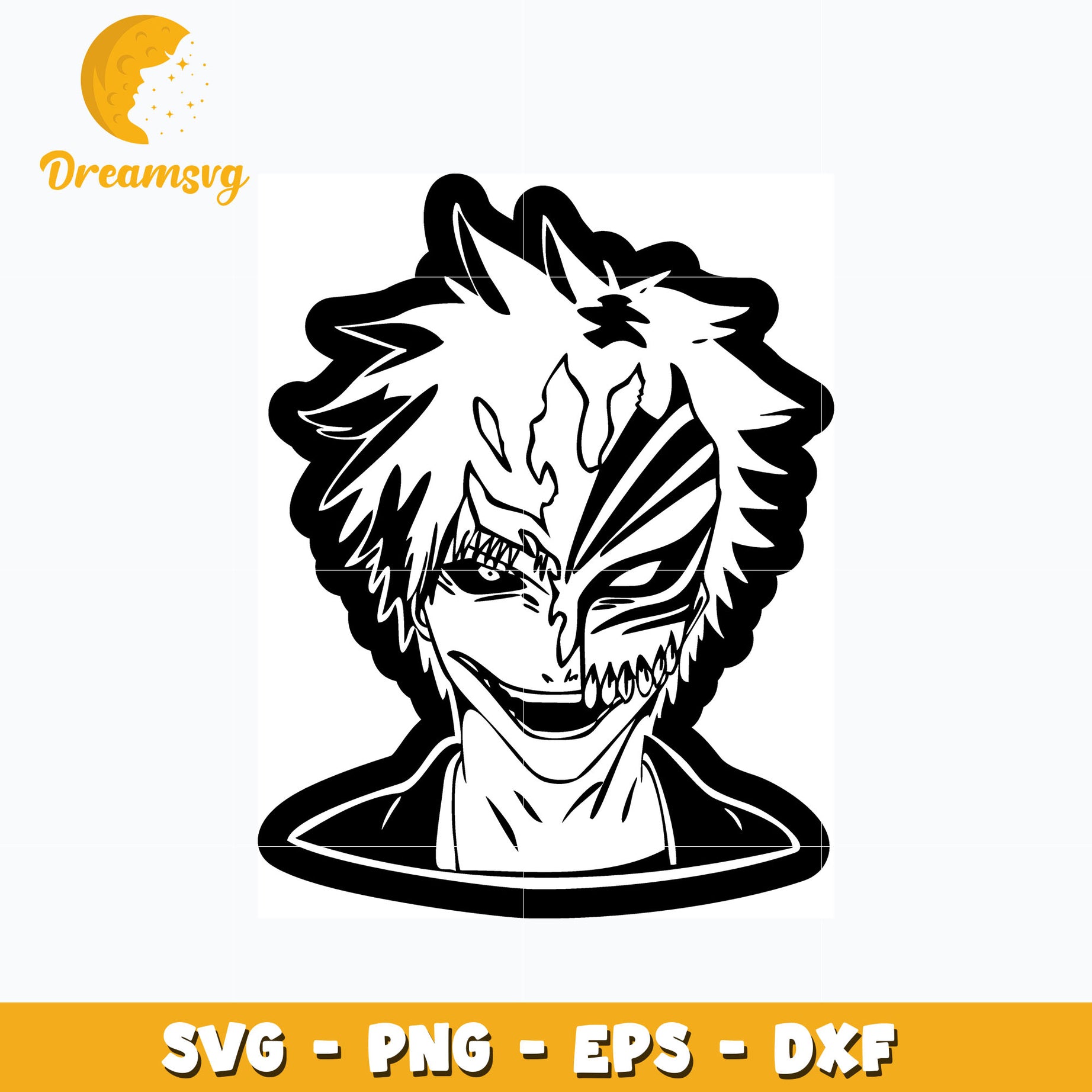 Ichigo mask black white svg, anime svg, Bleach svg