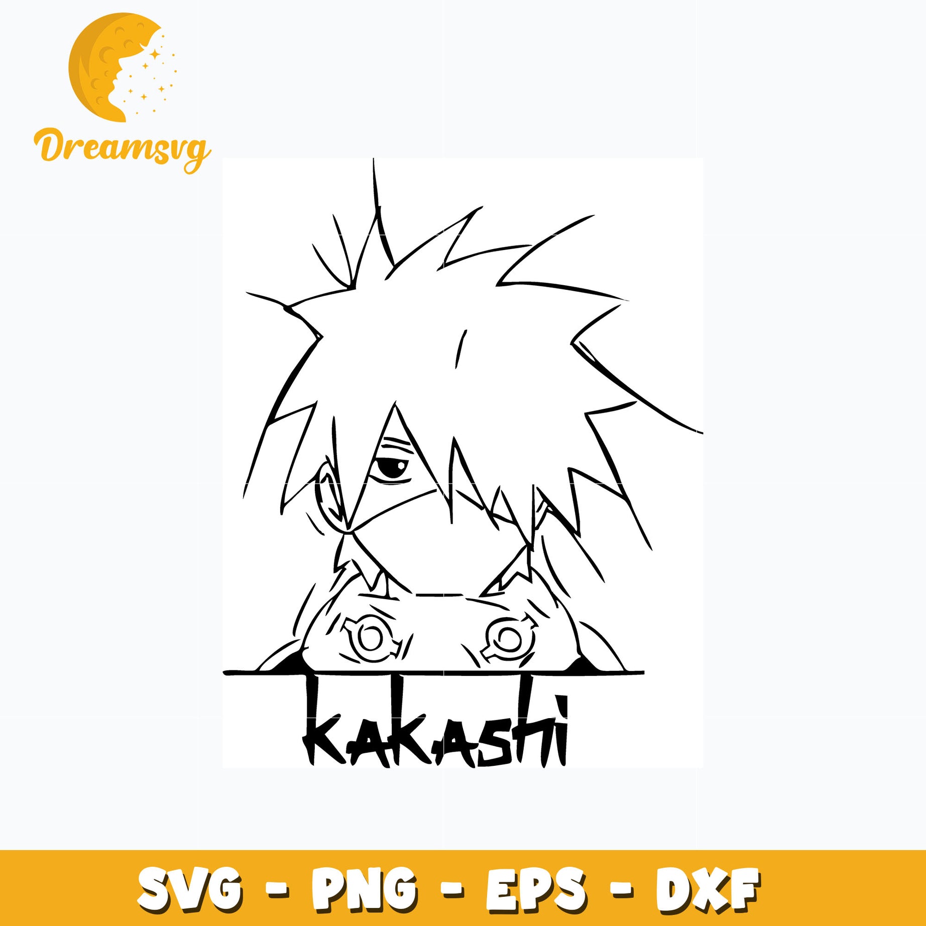 Kakashi black white design svg, anime svg, Naruto svg