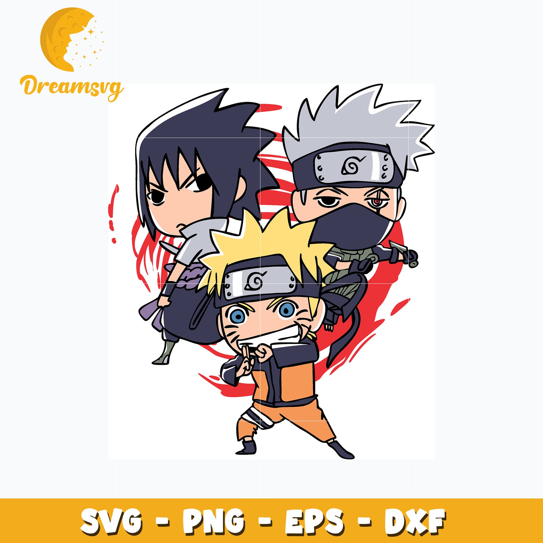 Naruto team 7 chibi svg, anime svg, Naruto svg