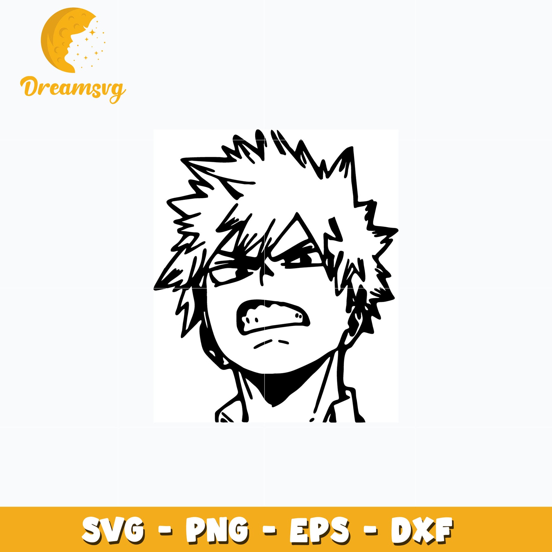 Bakugou face black white svg, anime svg, My hero academia svg