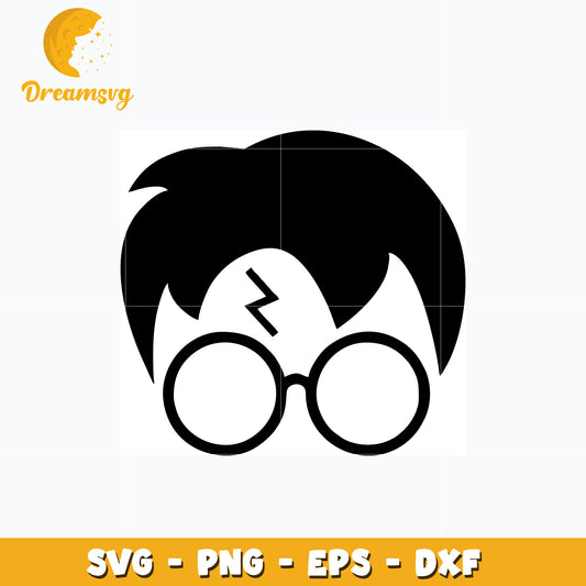 Harry potter face black white svg, anime svg, Harry Potter svg