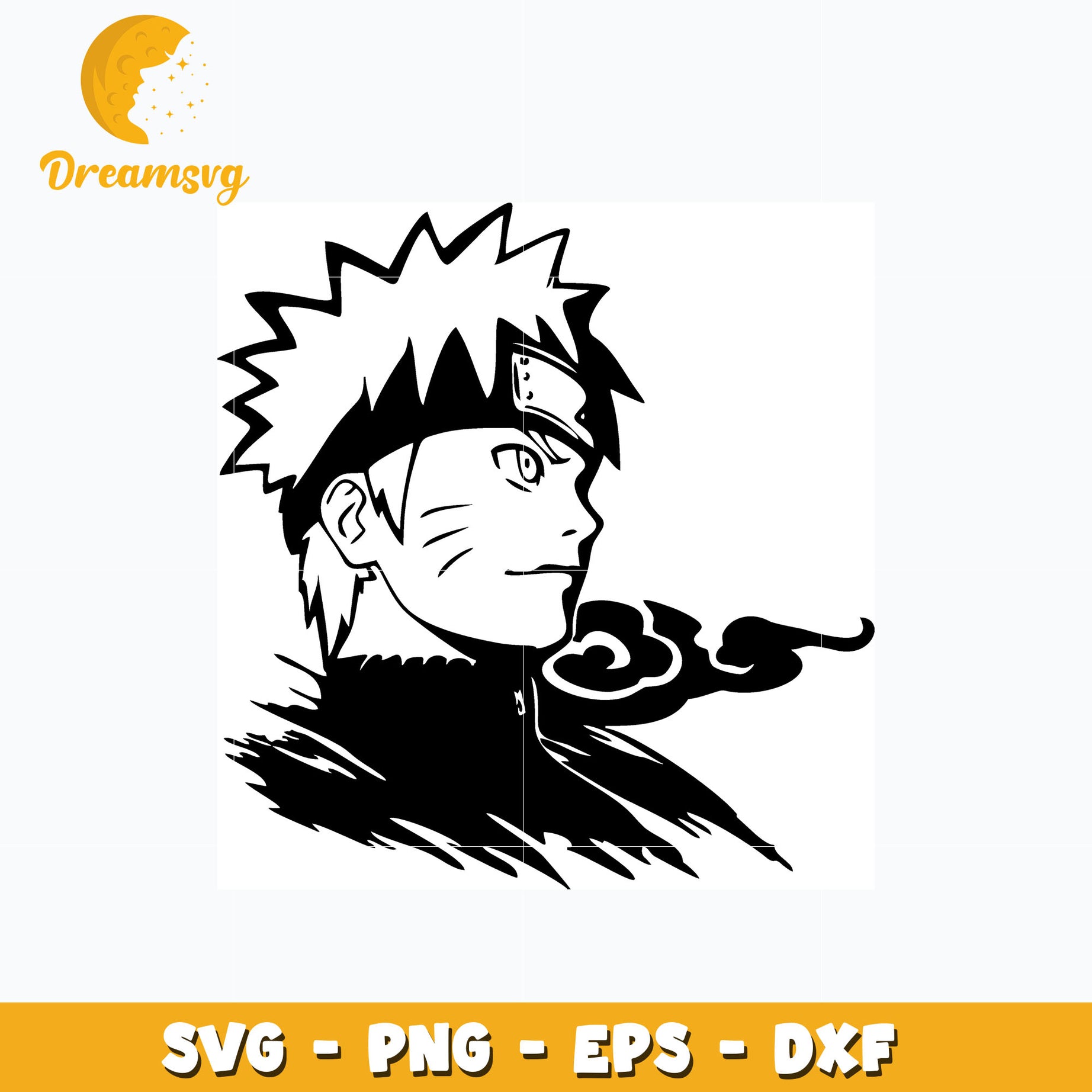 Naruto shippuden black white svg, anime svg, Naruto svg