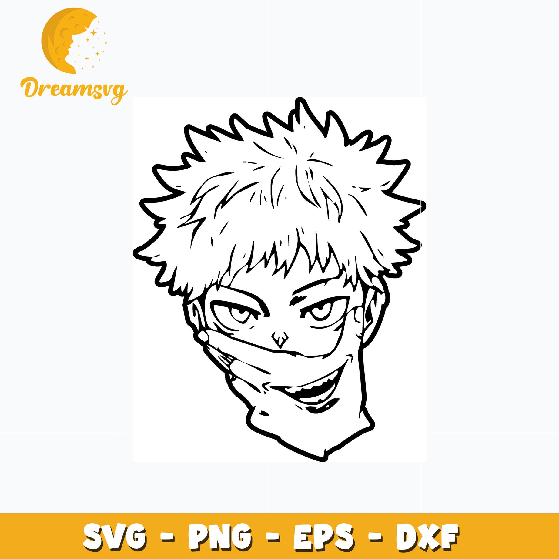 Sukuna laugh black white svg, anime svg, Jujutsu kaisen svg