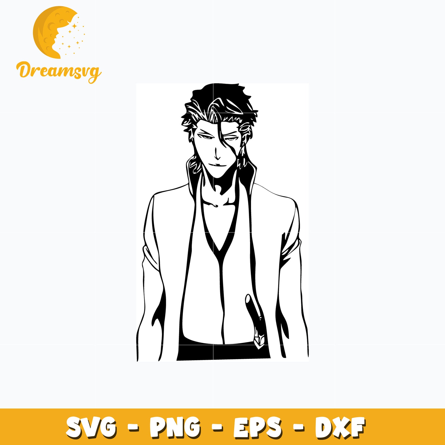 Aizen black white svg, anime svg, Bleach svg