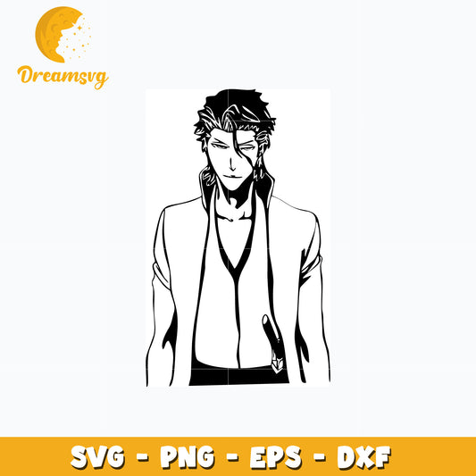 Aizen black white svg, anime svg, Bleach svg