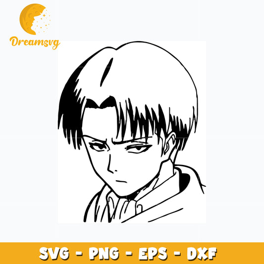 Levi face black white svg, anime svg, Attack on titan svg