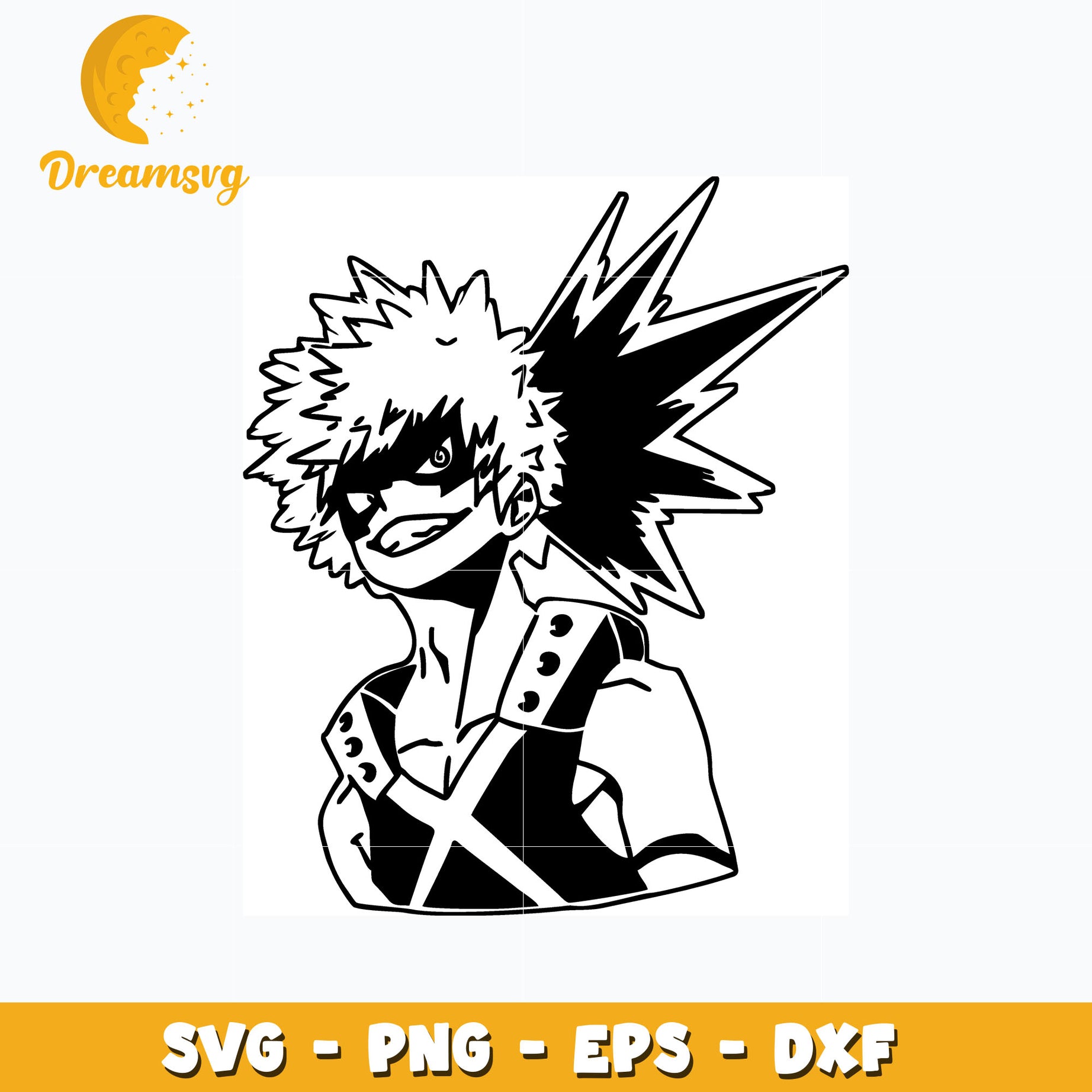 Bakugou black white design svg, anime svg, My hero academia svg