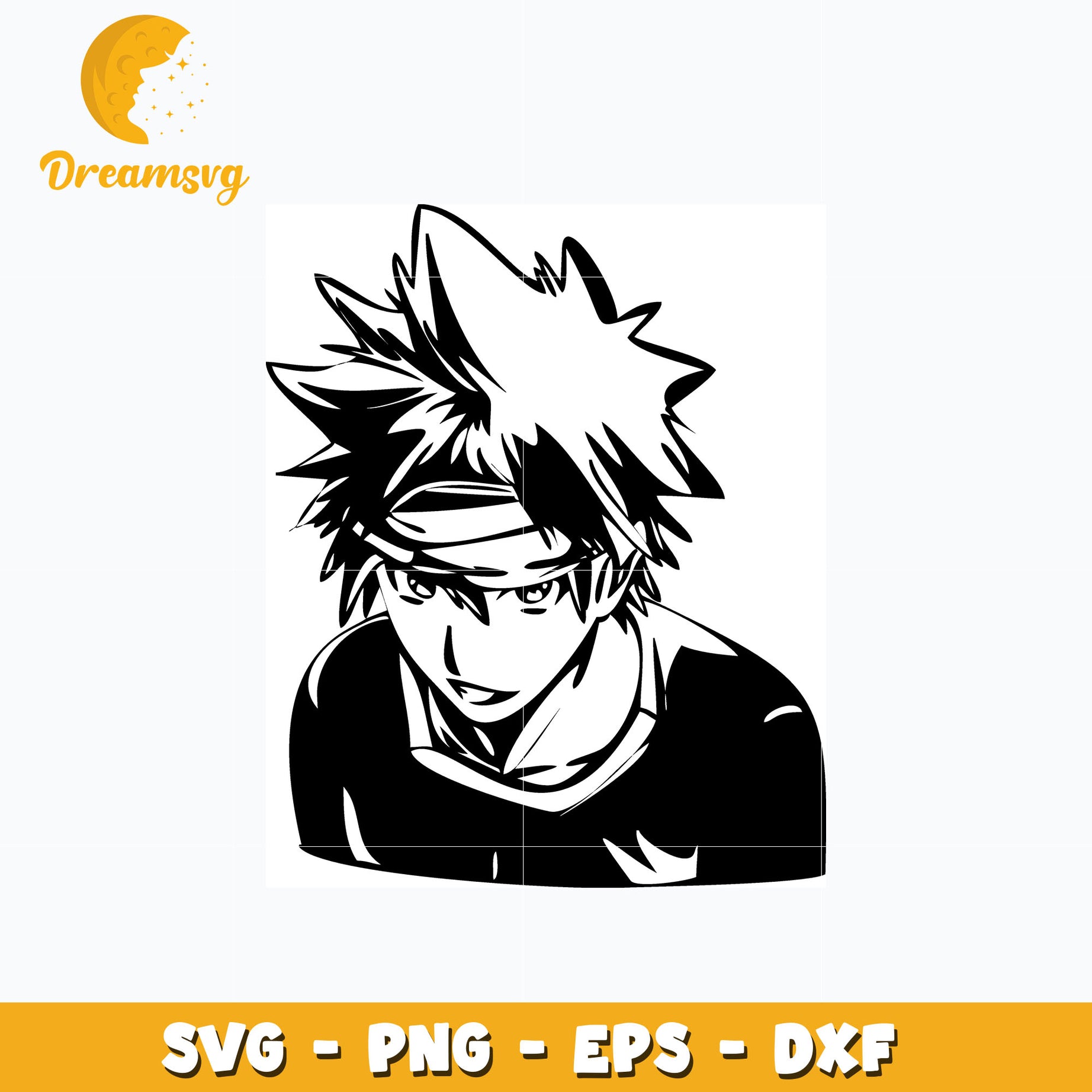 Soma Yukihira black white svg, anime svg, Shokugeki no souma svg