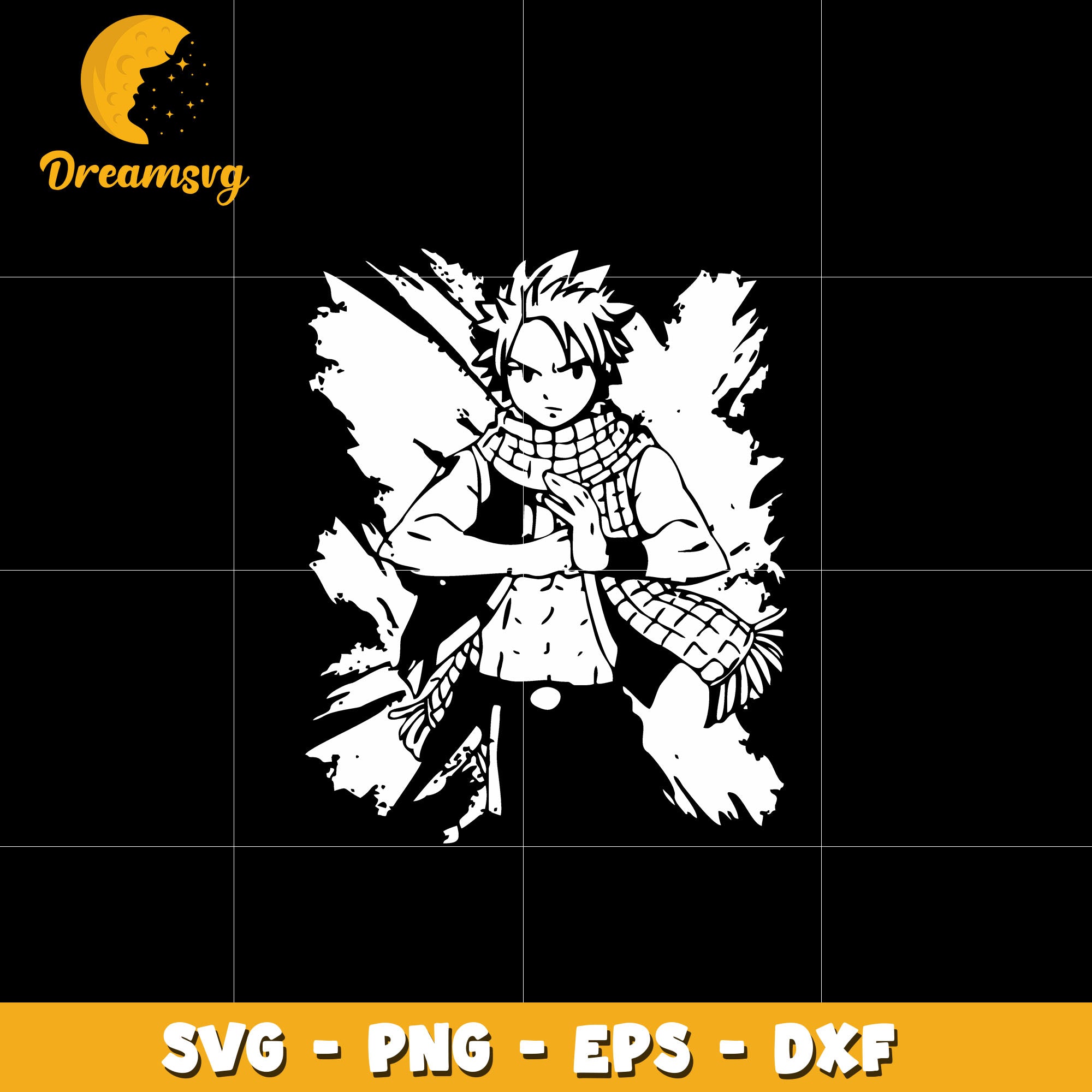 Natsu Dragneel black white svg, anime svg, fairy tail svg 