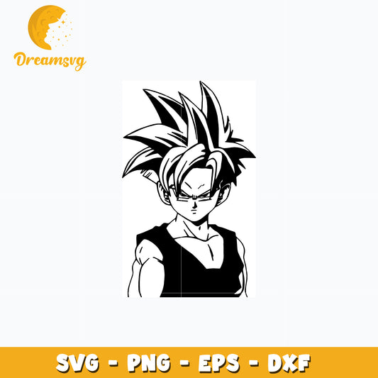 Gohan black white dragonball svg, anime svg, Dragonball svg