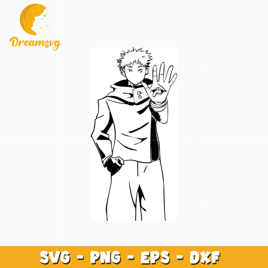 Itadori Yuji black white design svg, anime svg, Jujutsu kaisen svg