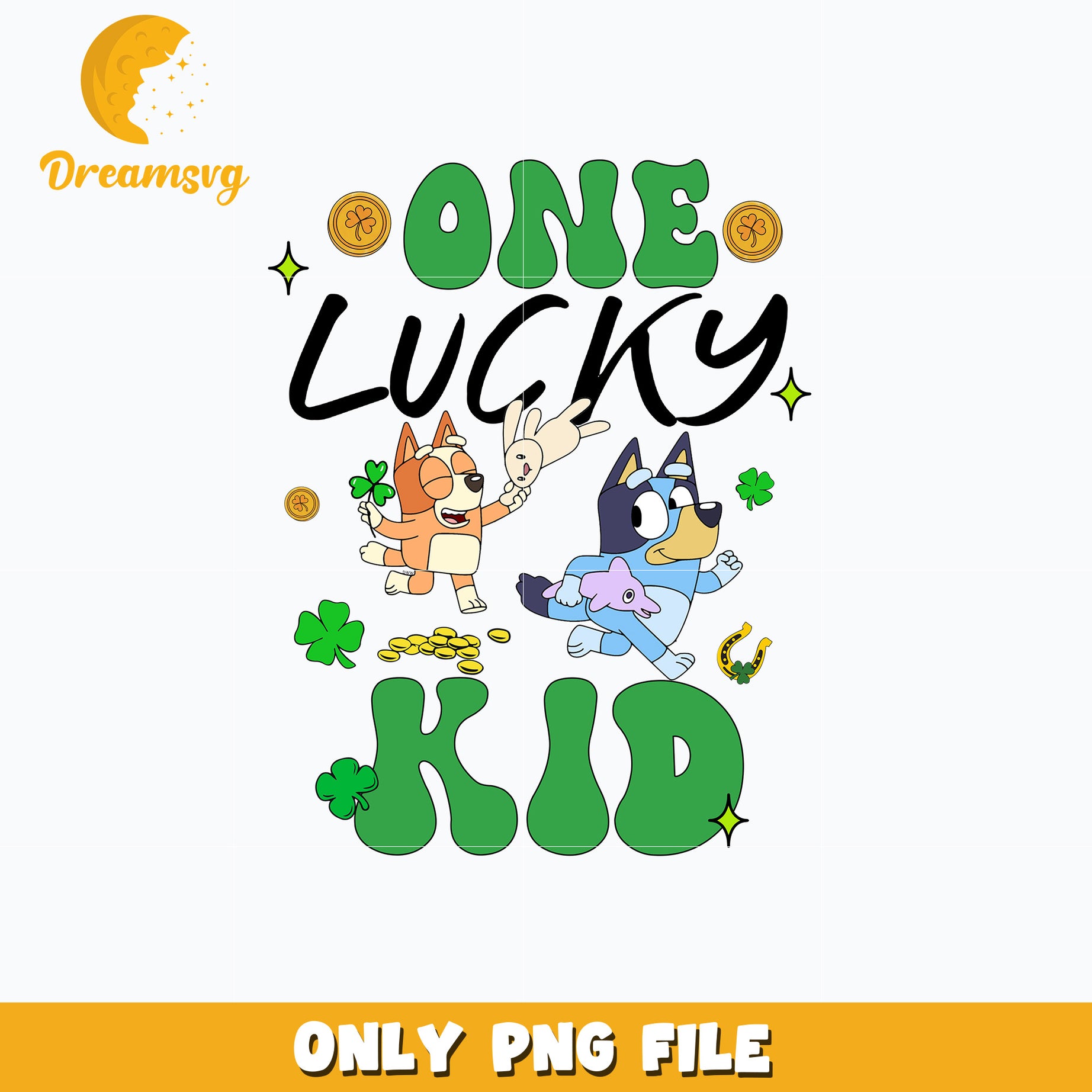 Bluey one lucky kid patrick's day Png