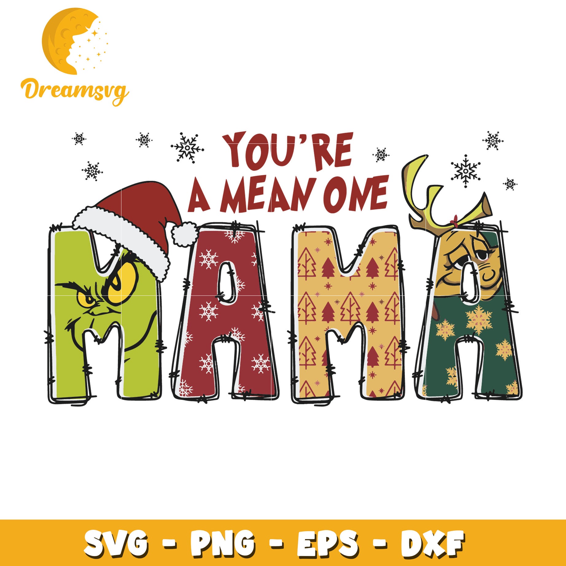 ou Are A Mean One Mama svg, retro christmas svg, christmas svg